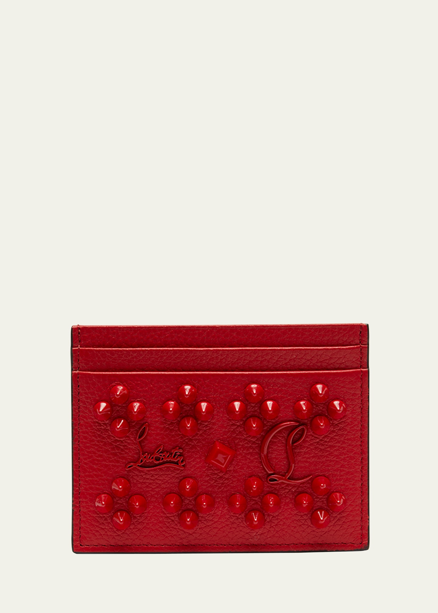 CHRISTIAN LOUBOUTIN KIOS CARD CASE IN LEATHER WITH LOUBINTHESKY SPIKES