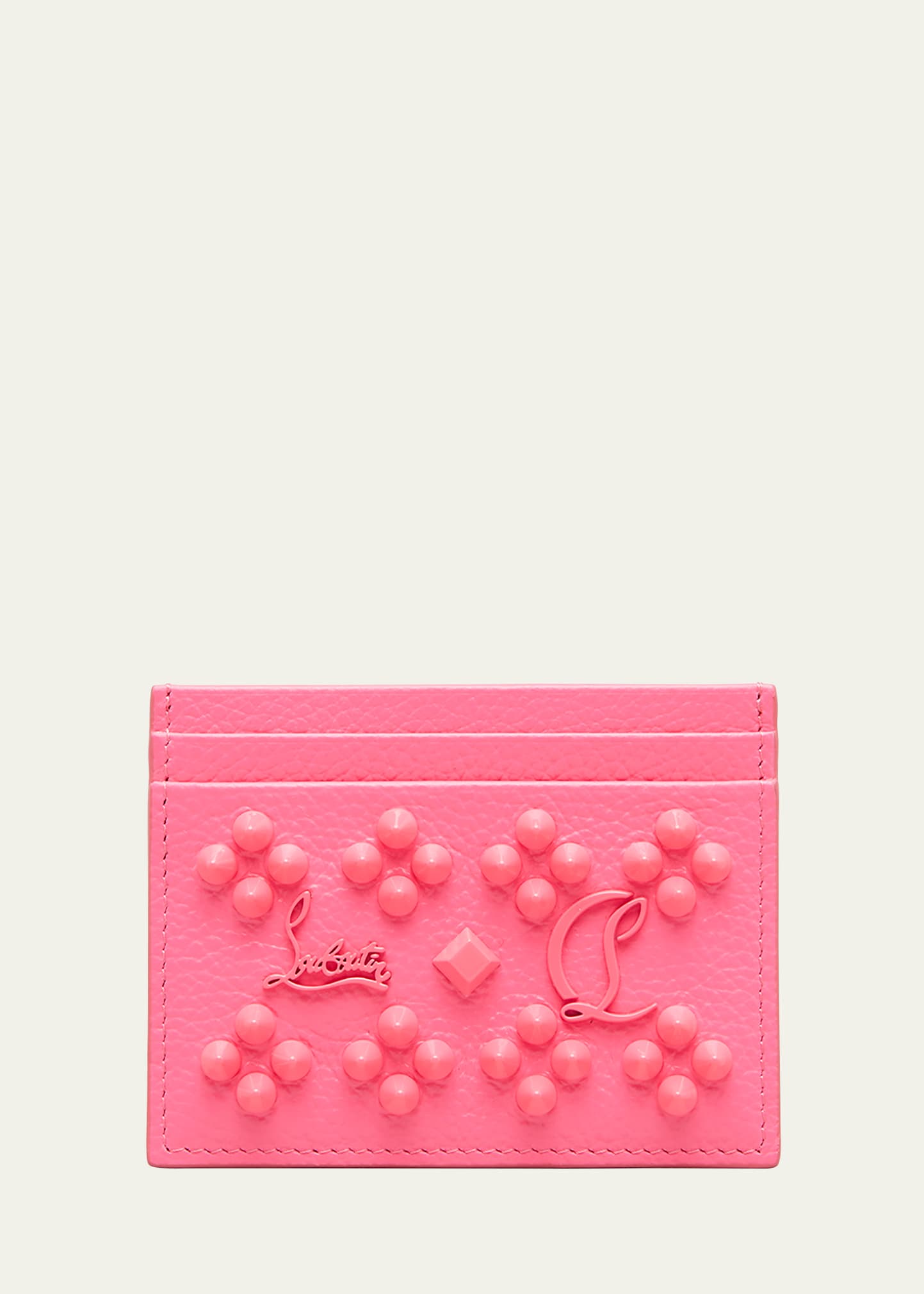 Christian Louboutin Kios Studded Leather Card Case In R297 Loubiloubi