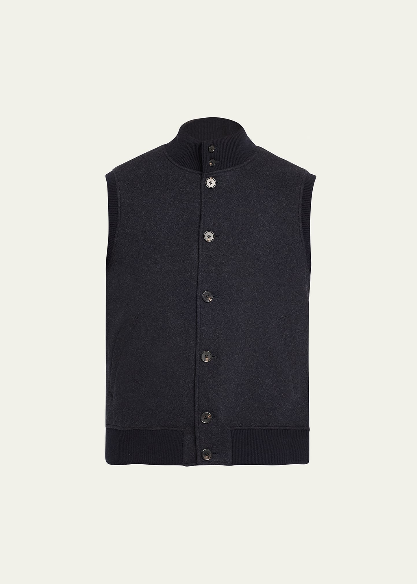 Loro Piana Men's Cashmere Button-up Vest In Blue Navy/grey Me