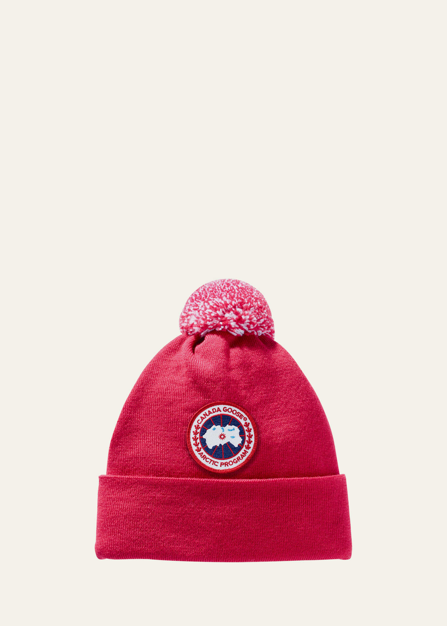 Canada Goose Kid's Logo Patch Pompom Hat In Red