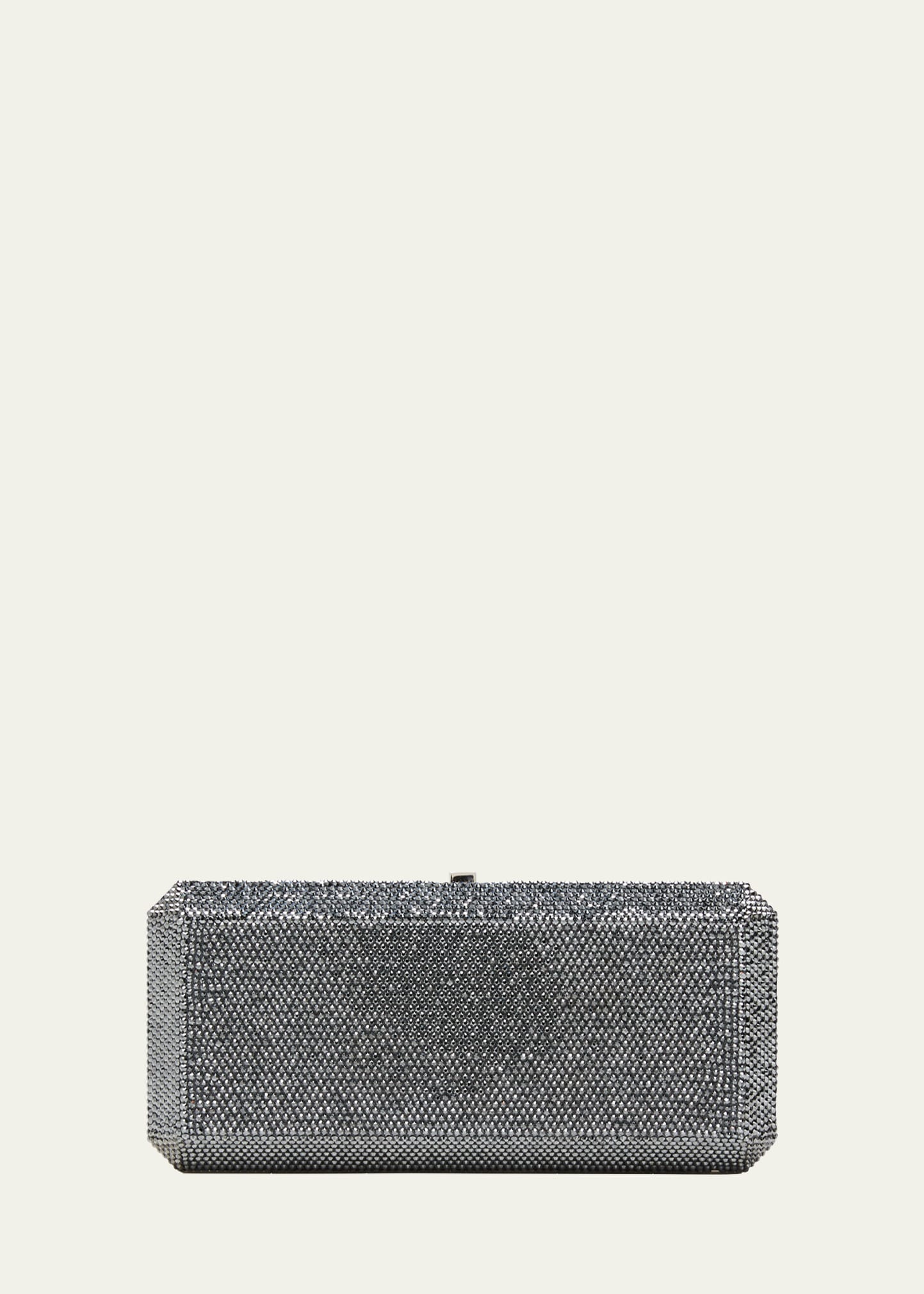 Judith Leiber Slim Rectangle Fullbead Clutch Bag In Gray