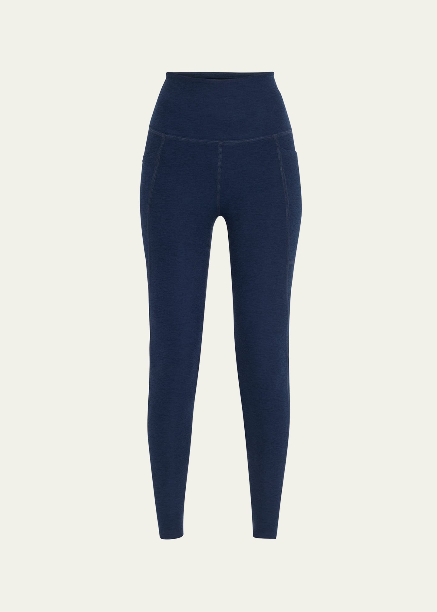 Beyond Yoga Out Of Pocket Space Dye High-waist Mid Leggings In Nocturnal Navy