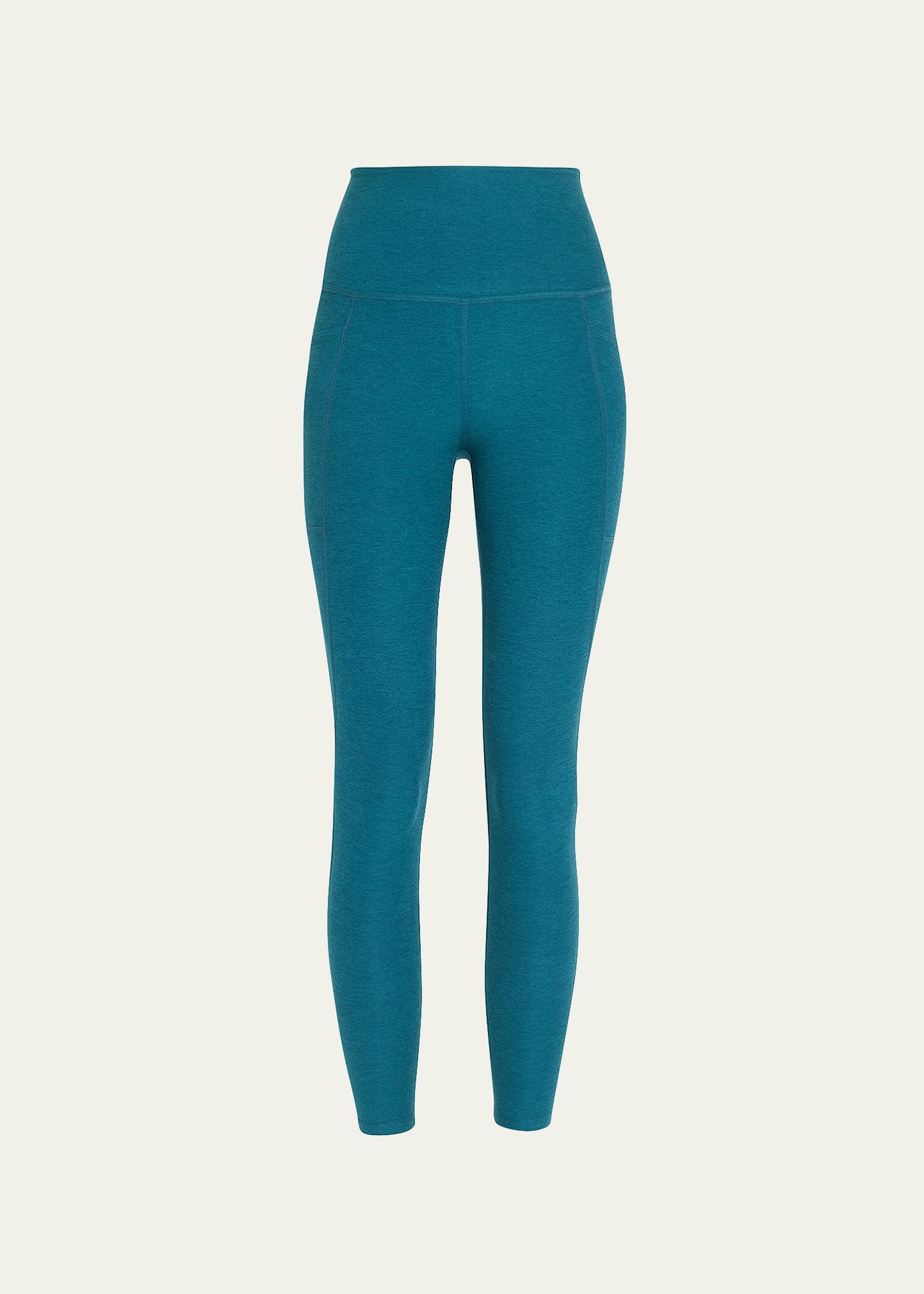 Beyond Yoga Out Of Pocket Space Dye High-waist Mid Leggings In Midnight Green He