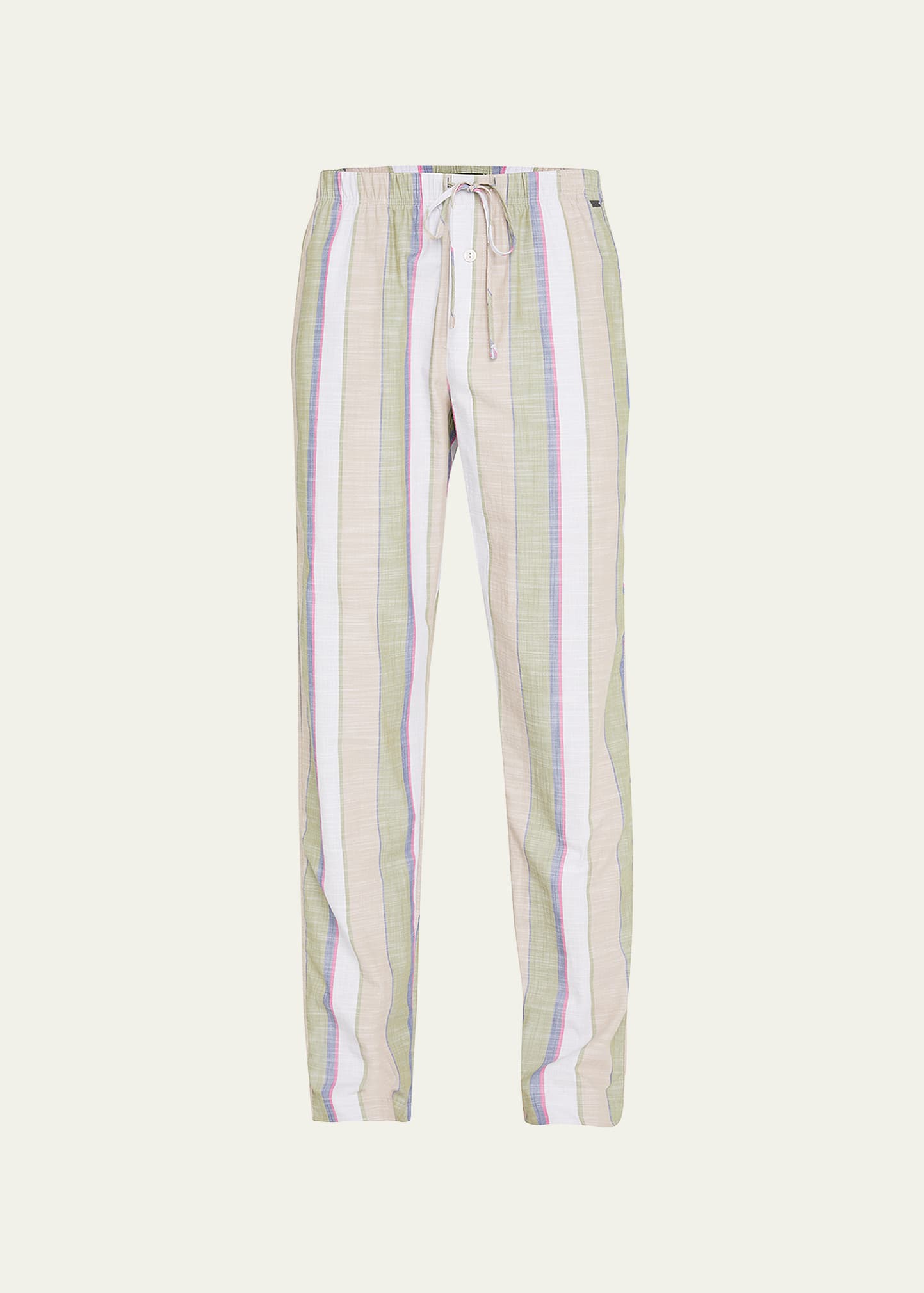 Hanro Men's Night Day Striped Lounge Pants In Green Shaded Stri