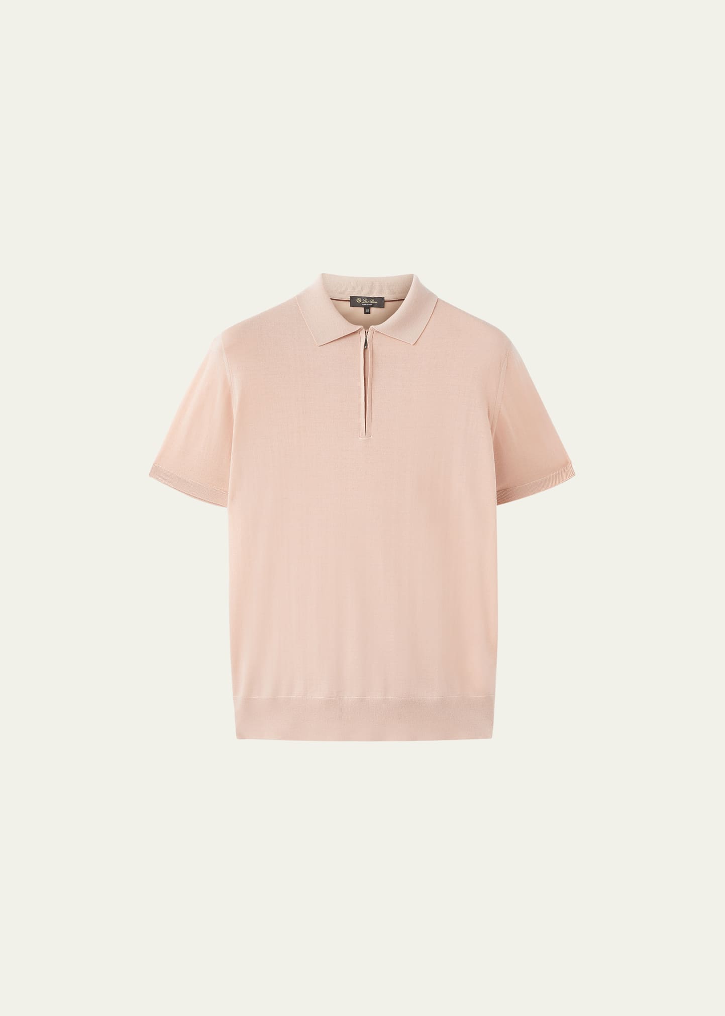 Loro Piana Men's Wish Wool Quarter-zip Polo Shirt In 30eu Pink Loto