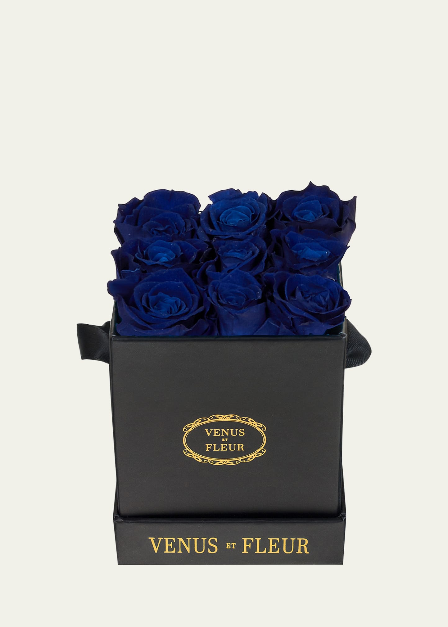 Venus Et Fleur Classic Mini Square Rose Box In Deep Blue