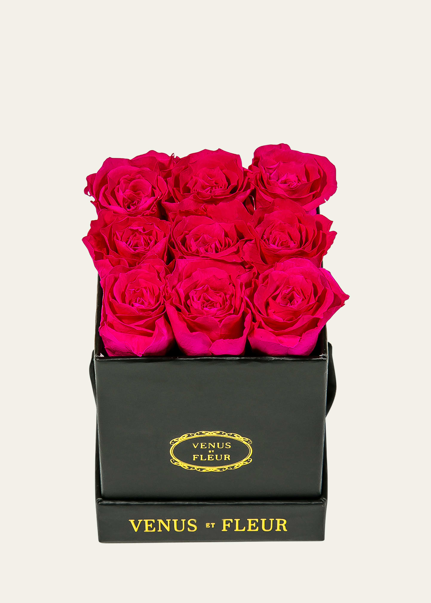 Venus Et Fleur Classic Mini Square Rose Box In Hot Pink