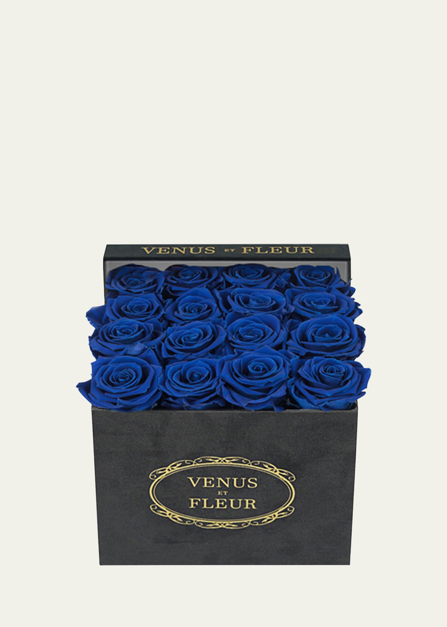 Venus Et Fleur Suede Small Square Rose Box In Blue