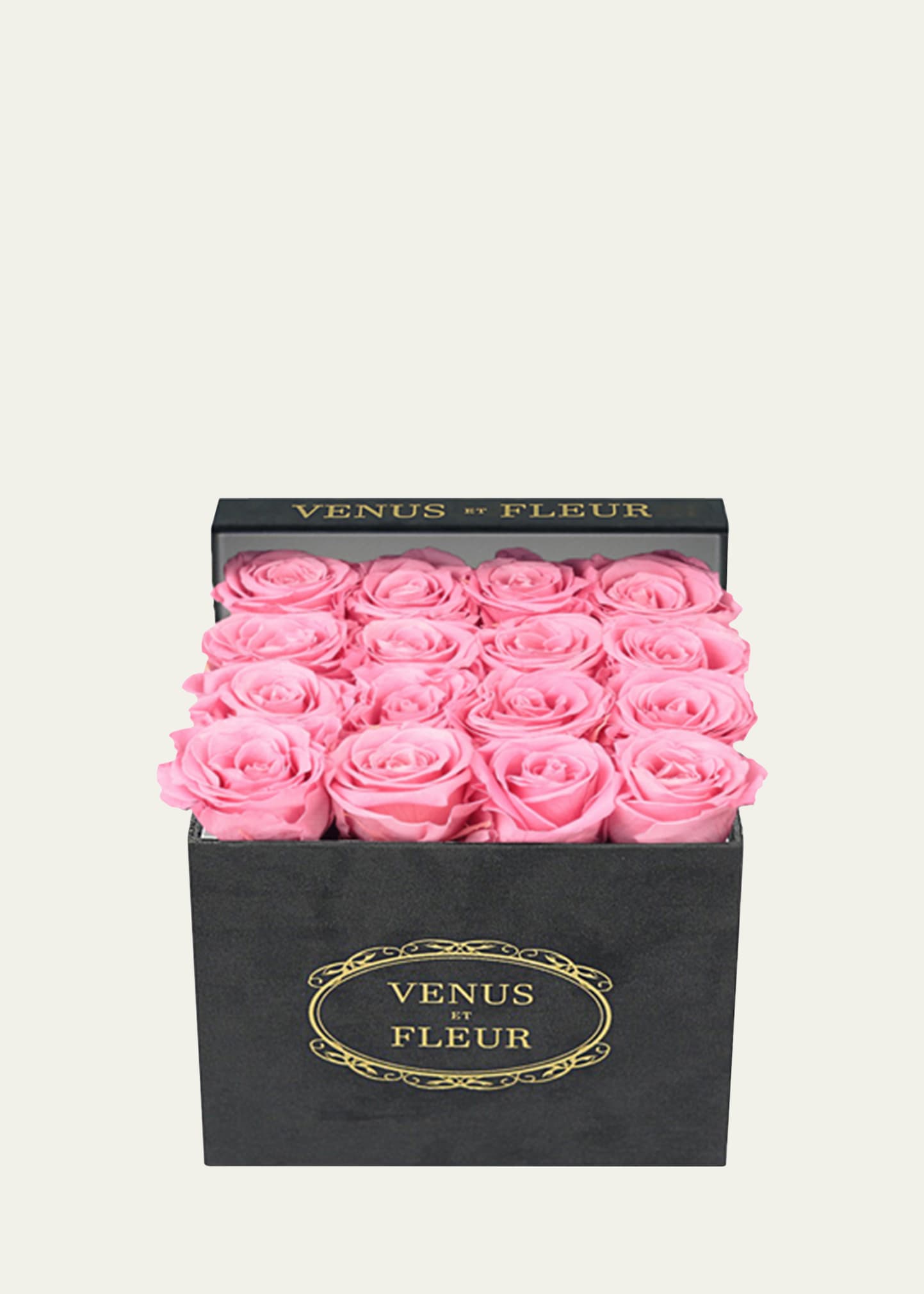 Venus Et Fleur Suede Small Square Rose Box In Pink
