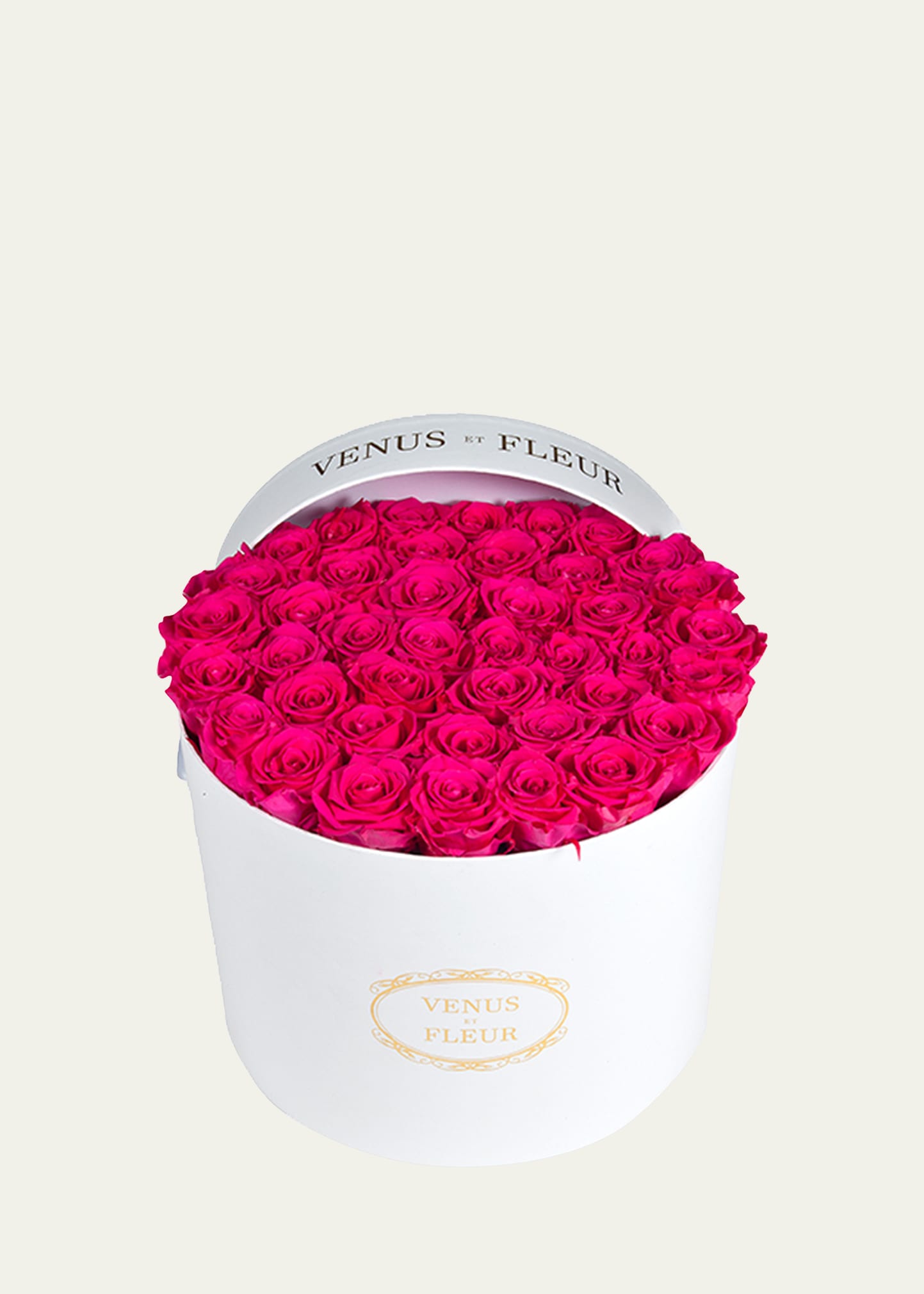 Venus Et Fleur Classic Large Round Rose Box In Hot Pink