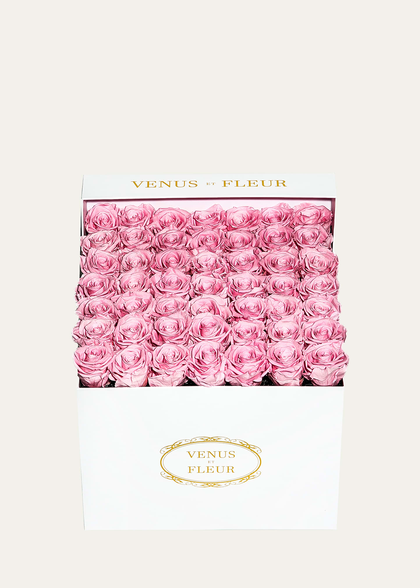 Venus Et Fleur Classic Large Square Rose Box In Pink