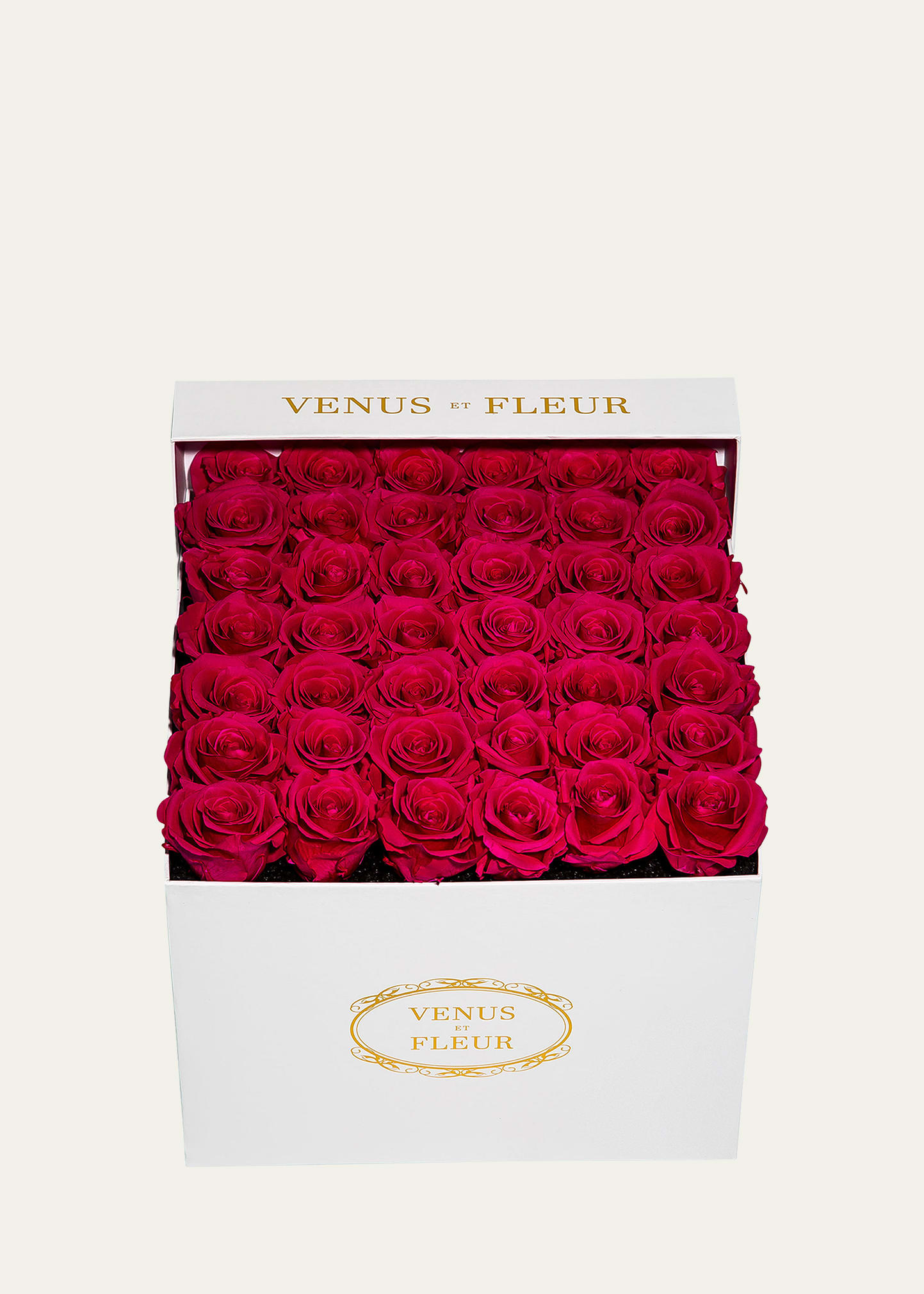 Venus Et Fleur Classic Large Square Rose Box In Brown