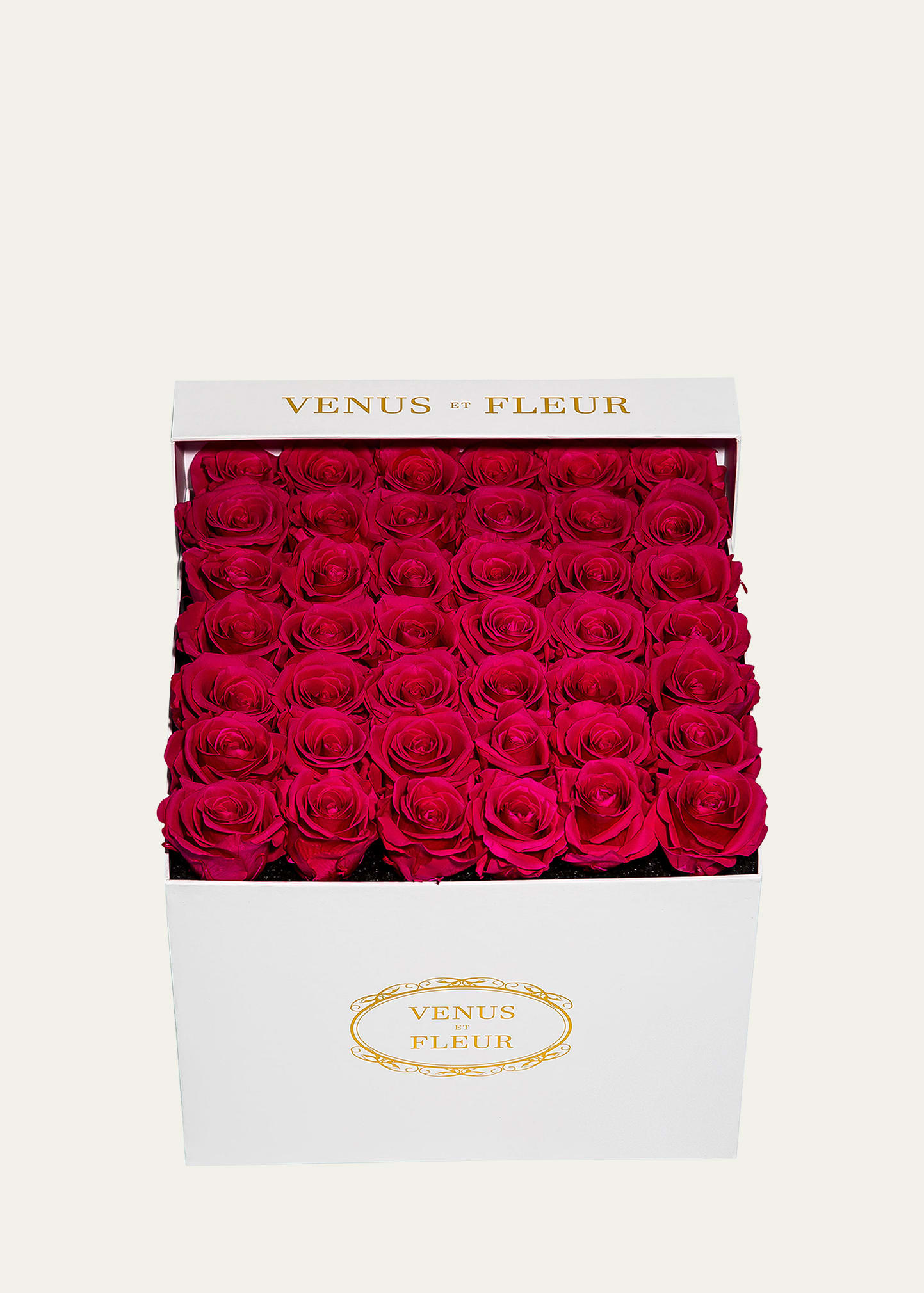 Venus Et Fleur Classic Large Square Rose Box In Hot Pink