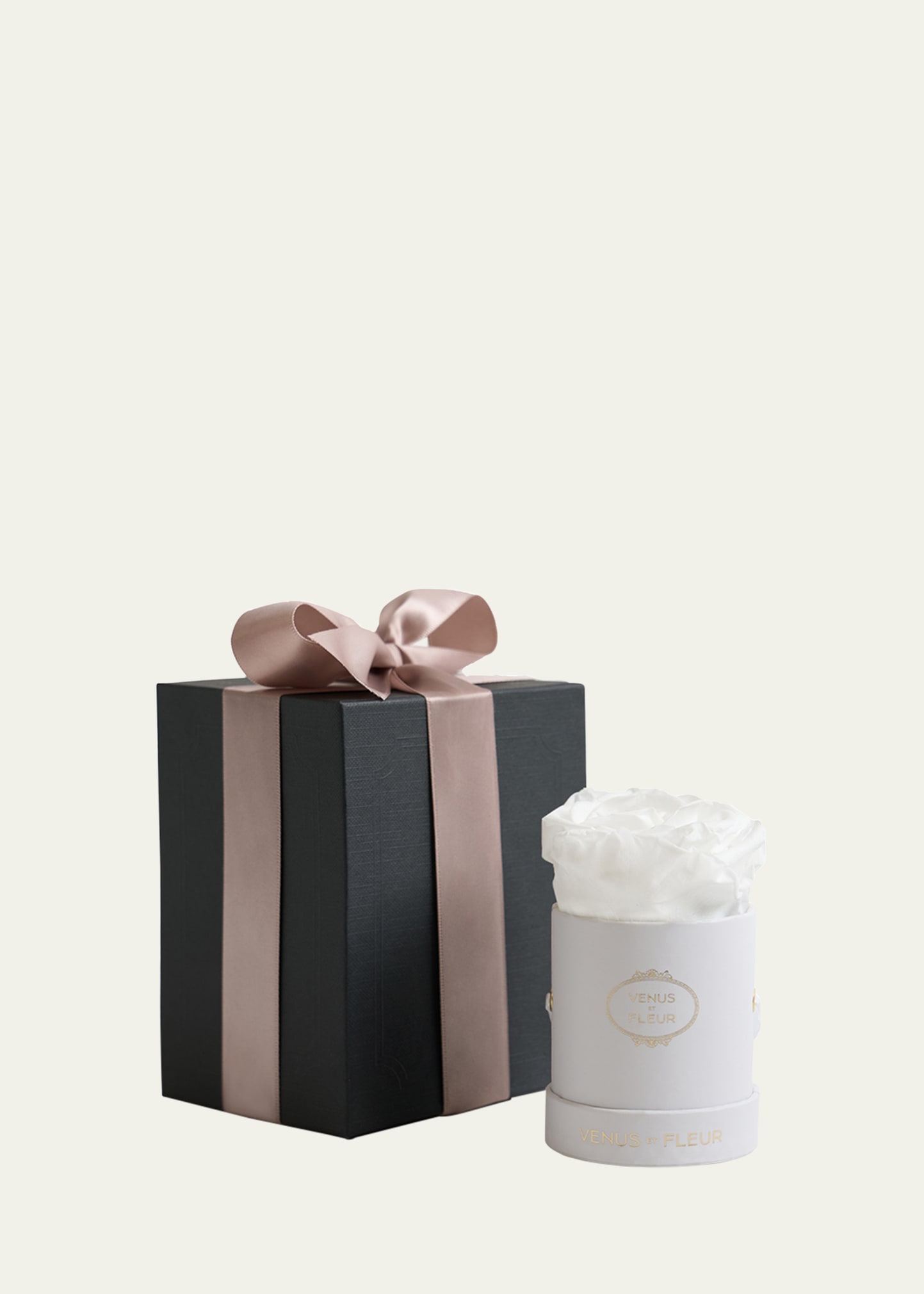 Venus Et Fleur Classic Mini Round Rose Box In White