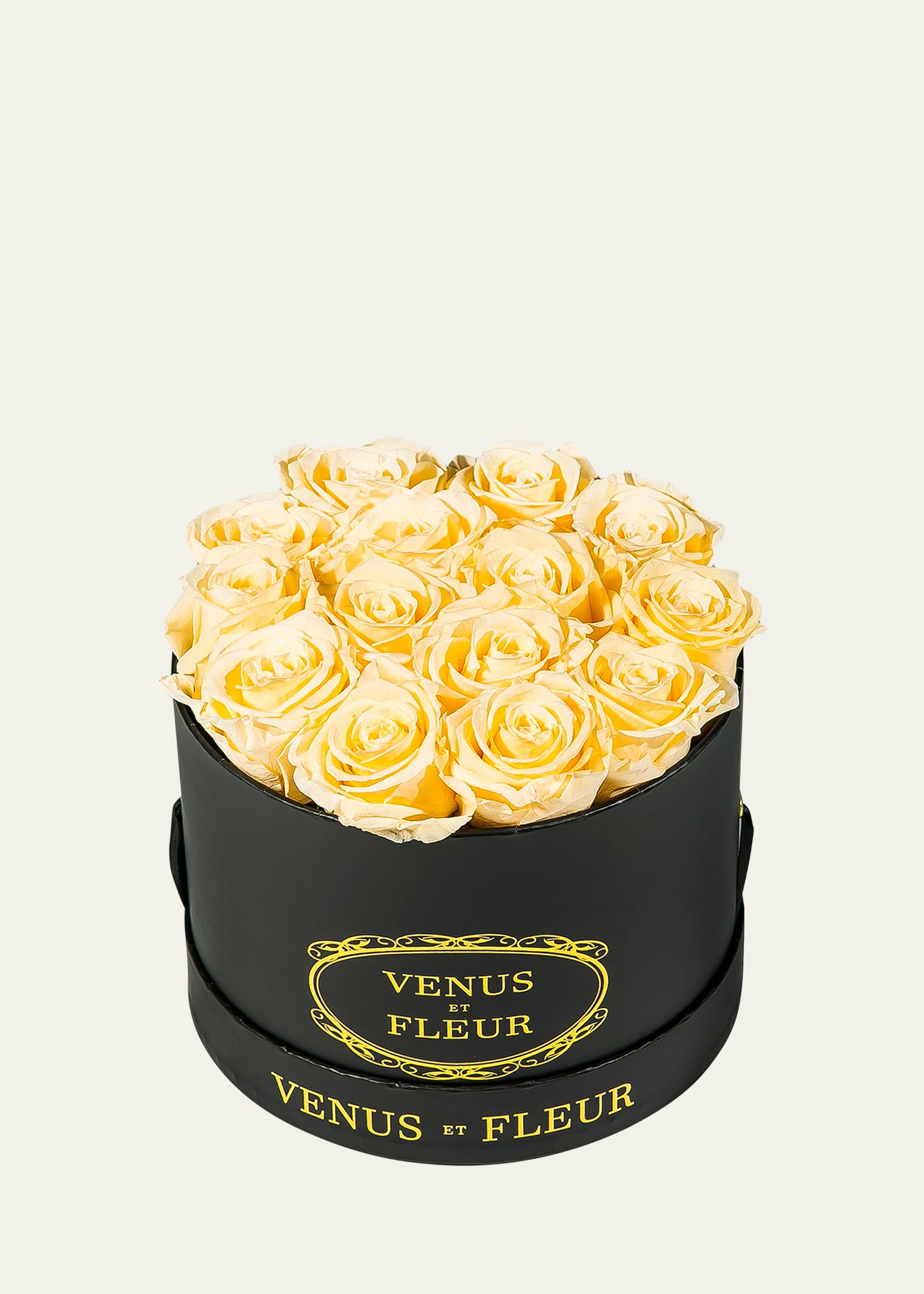 Venus Et Fleur Classic Small Round Rose Box In Champagne