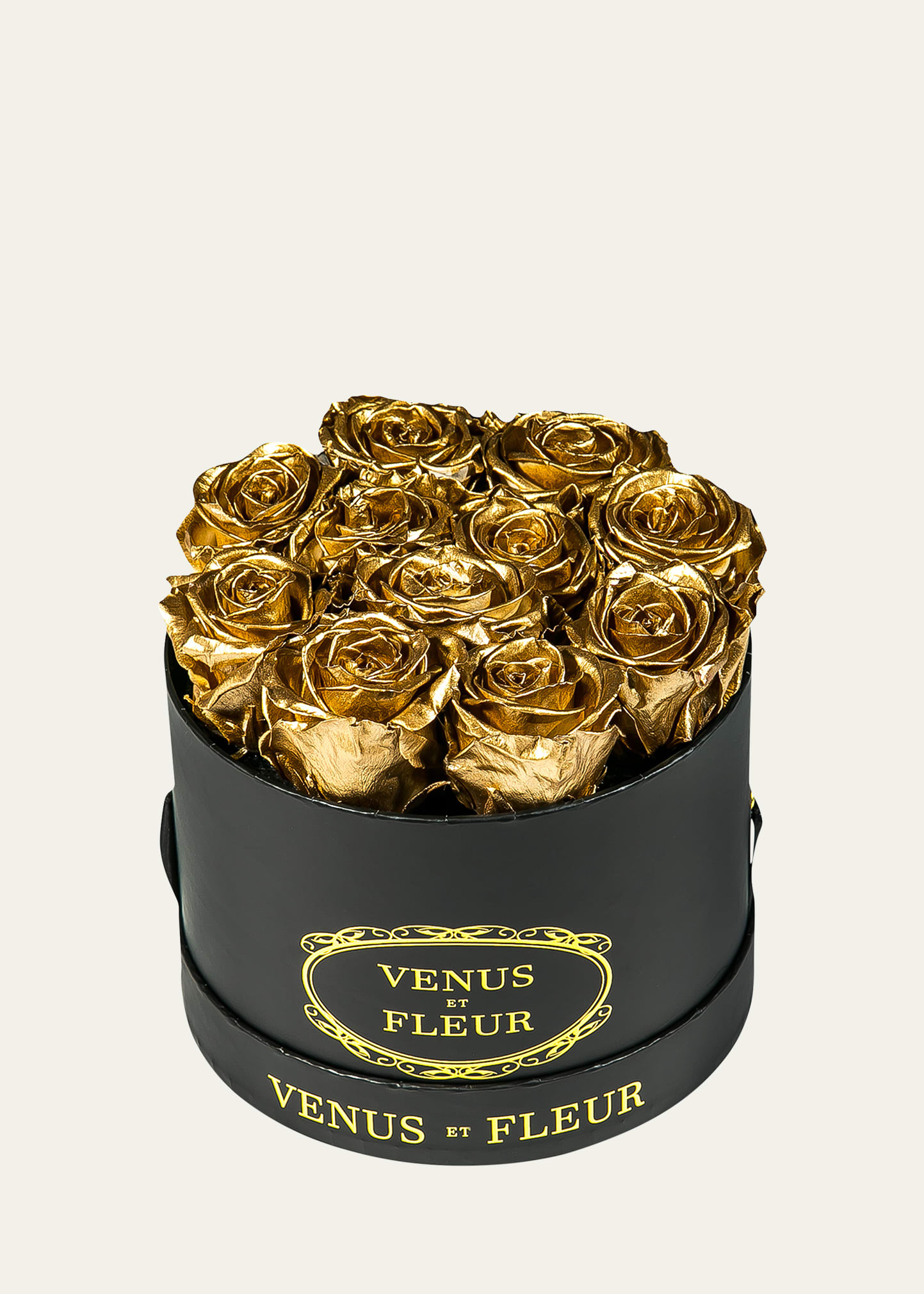 Venus Et Fleur Classic Small Round Rose Box In Gold
