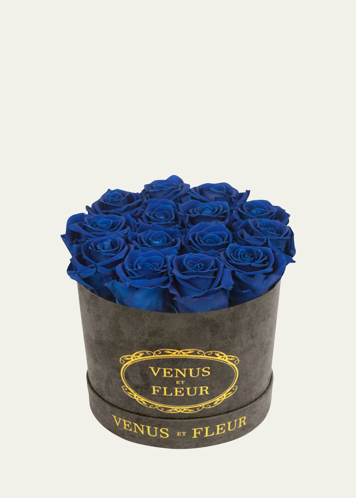 Venus Et Fleur Suede Small Round Rose Box In Brown