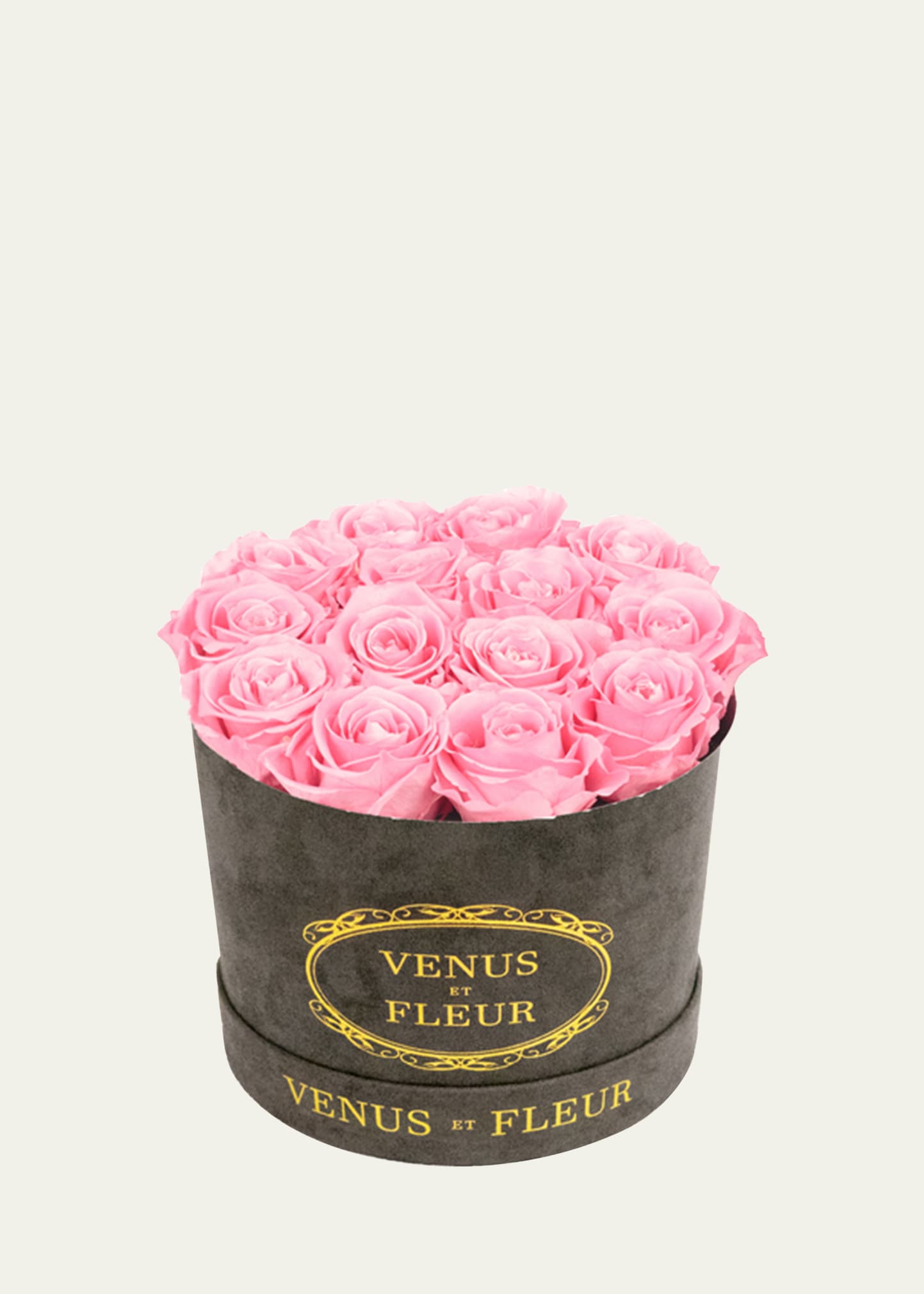 Venus Et Fleur Suede Small Round Rose Box In Pink