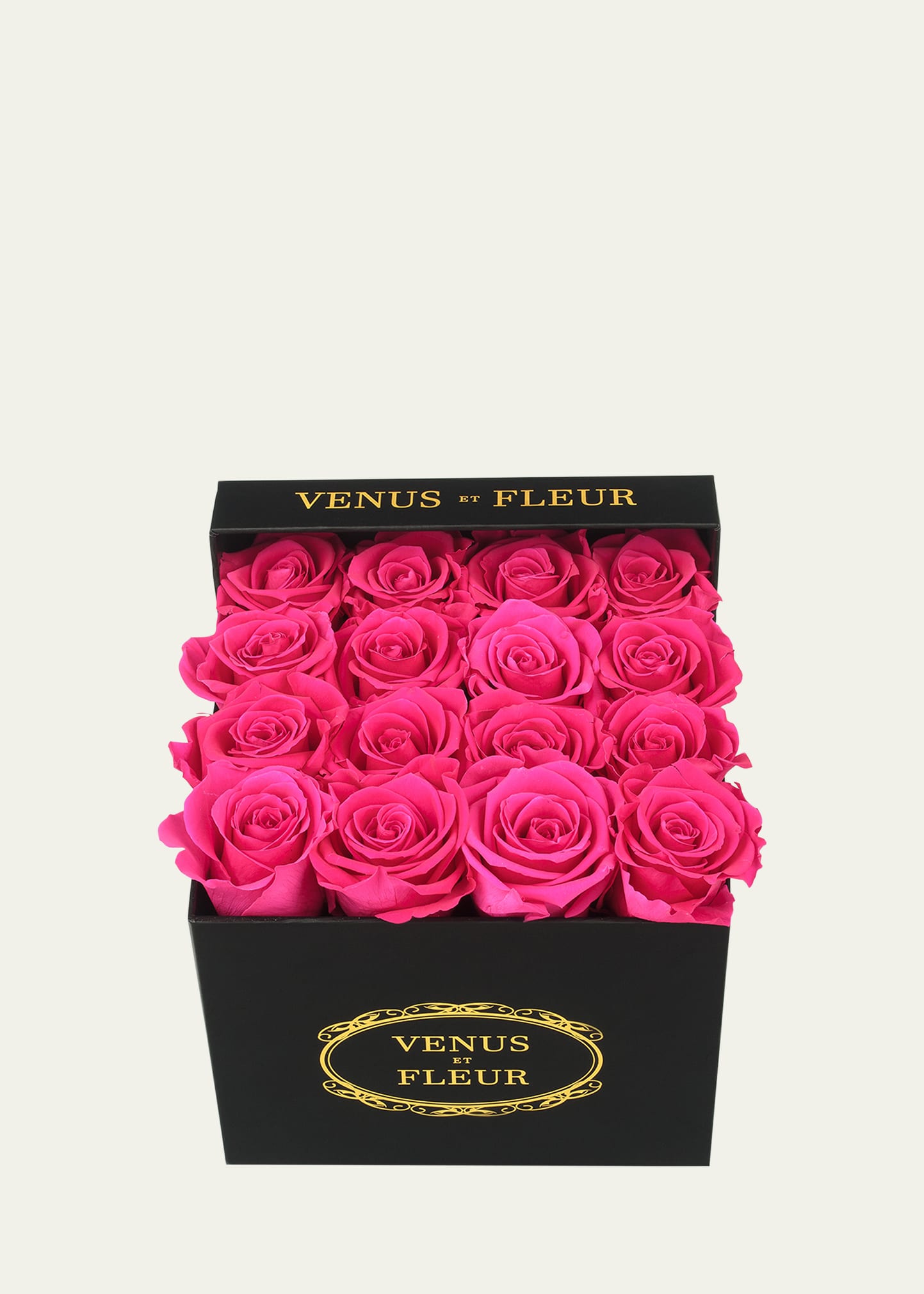 Venus Et Fleur Classic Small Square Rose Box In Hot Pink