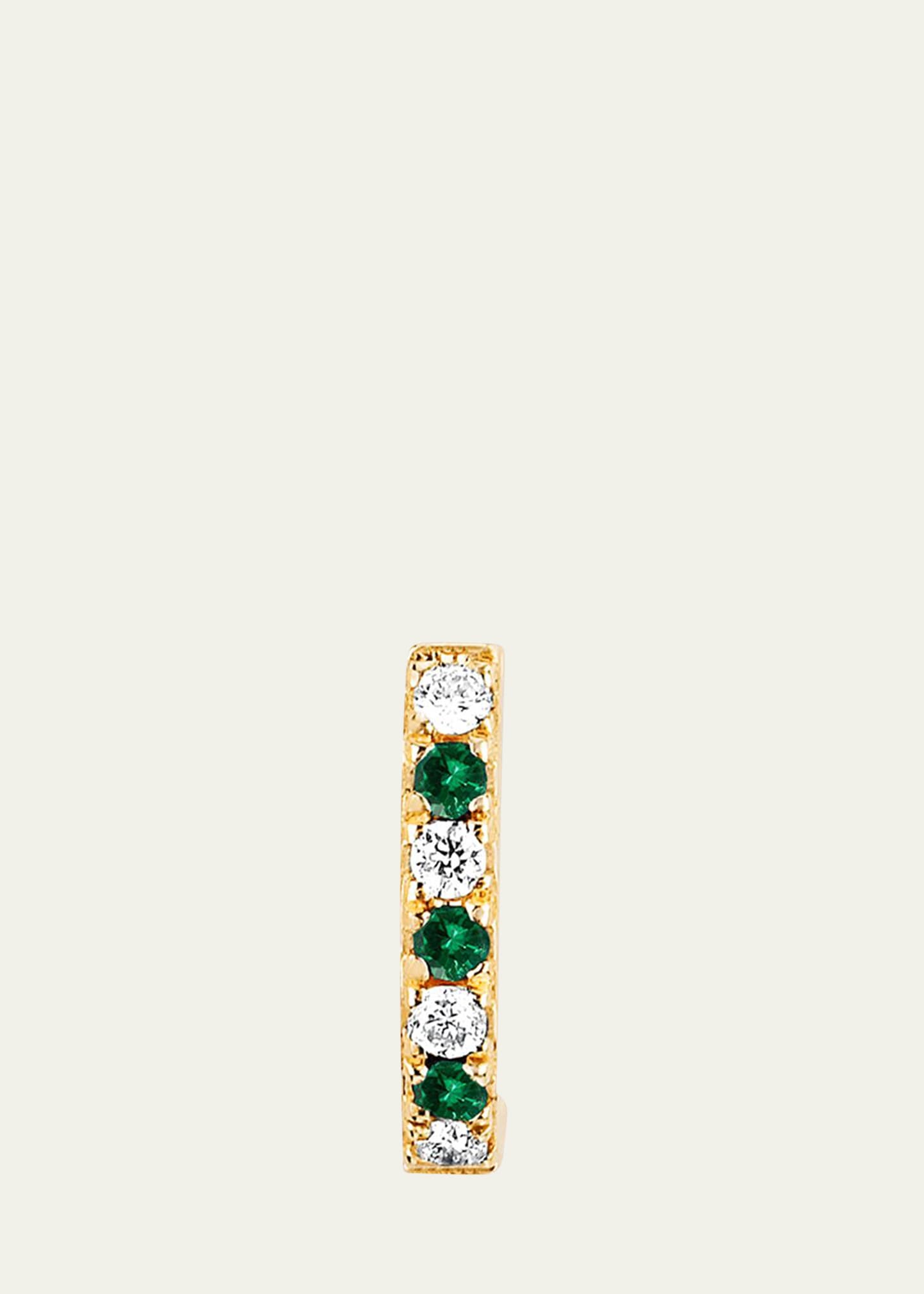 14k Rose Gold Diamond and Tsavorite Huggie Earring, Single