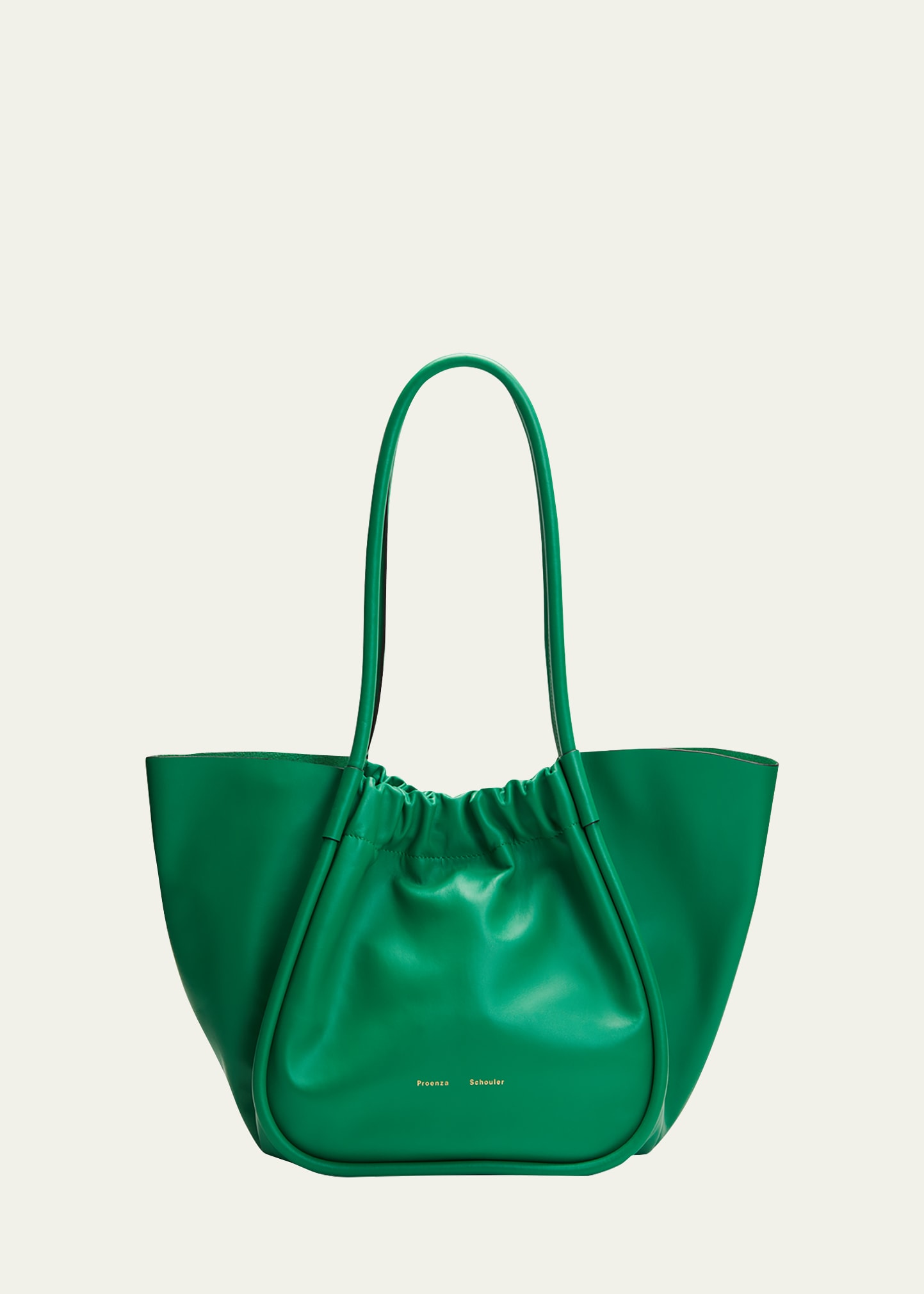 Proenza Schouler Large Ruched Smooth Leather Tote Bag In 323 Bottle Green