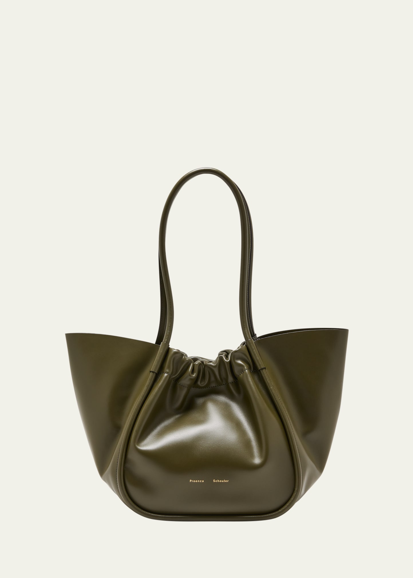 Proenza Schouler Large Ruched Smooth Leather Tote Bag In 324 Olive