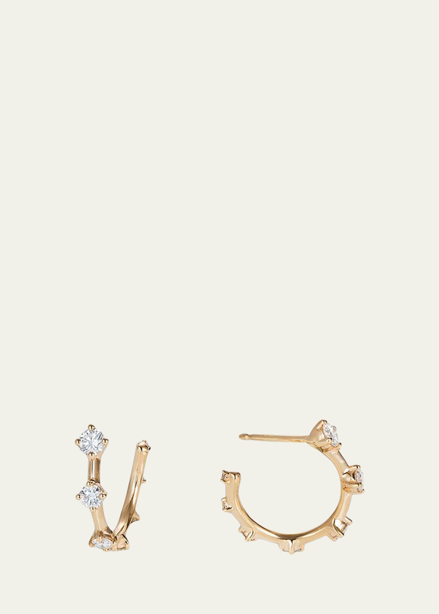 Sequence Small Hoop Earrings in 18K Gold with Diamonds