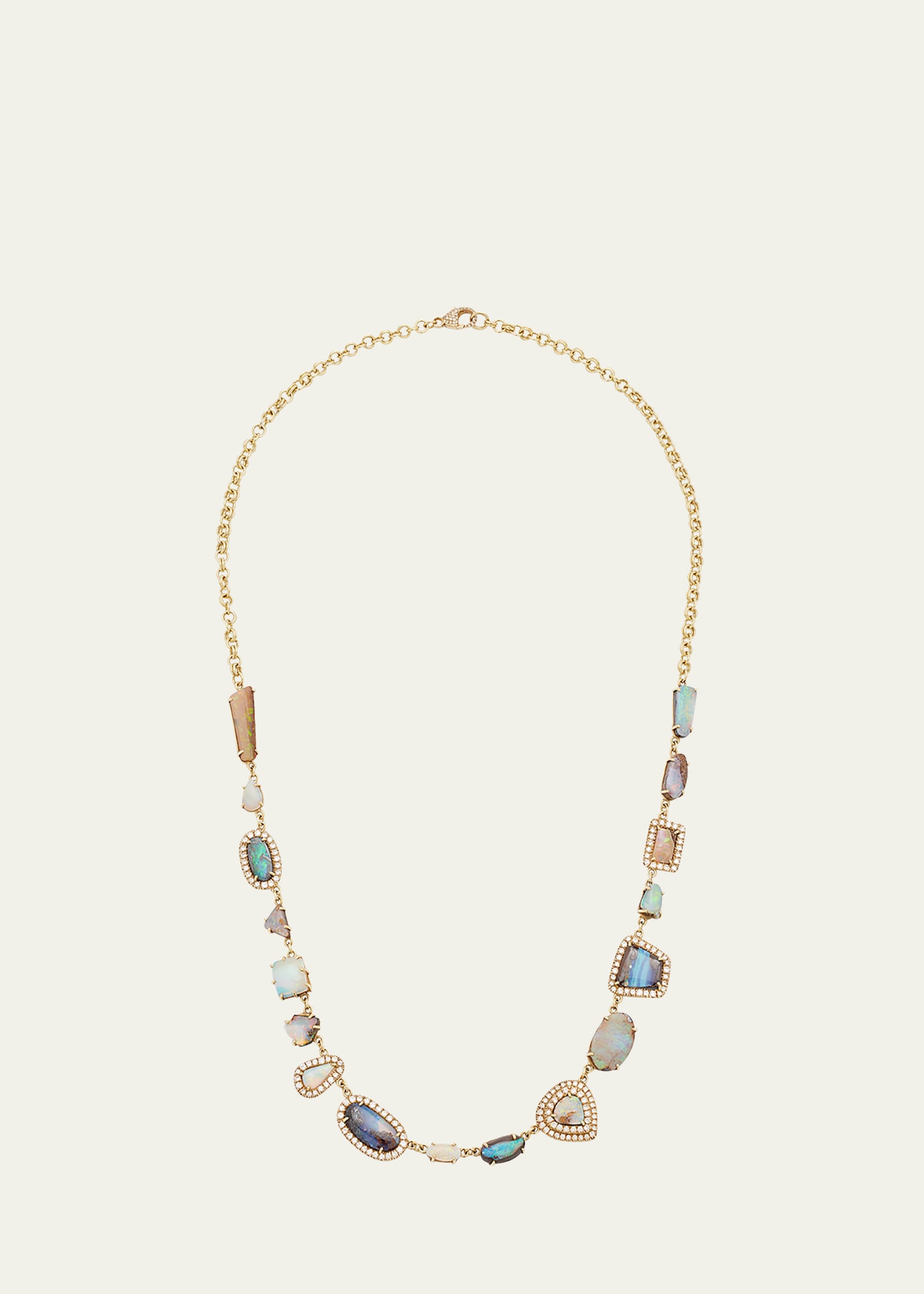 Kimberly McDonald 27.08 ct. Boulder Opals Necklace With 1.79 ct. Diamond, Double Diamond Bezels And Clasp In 18K Yellow Gold (21")