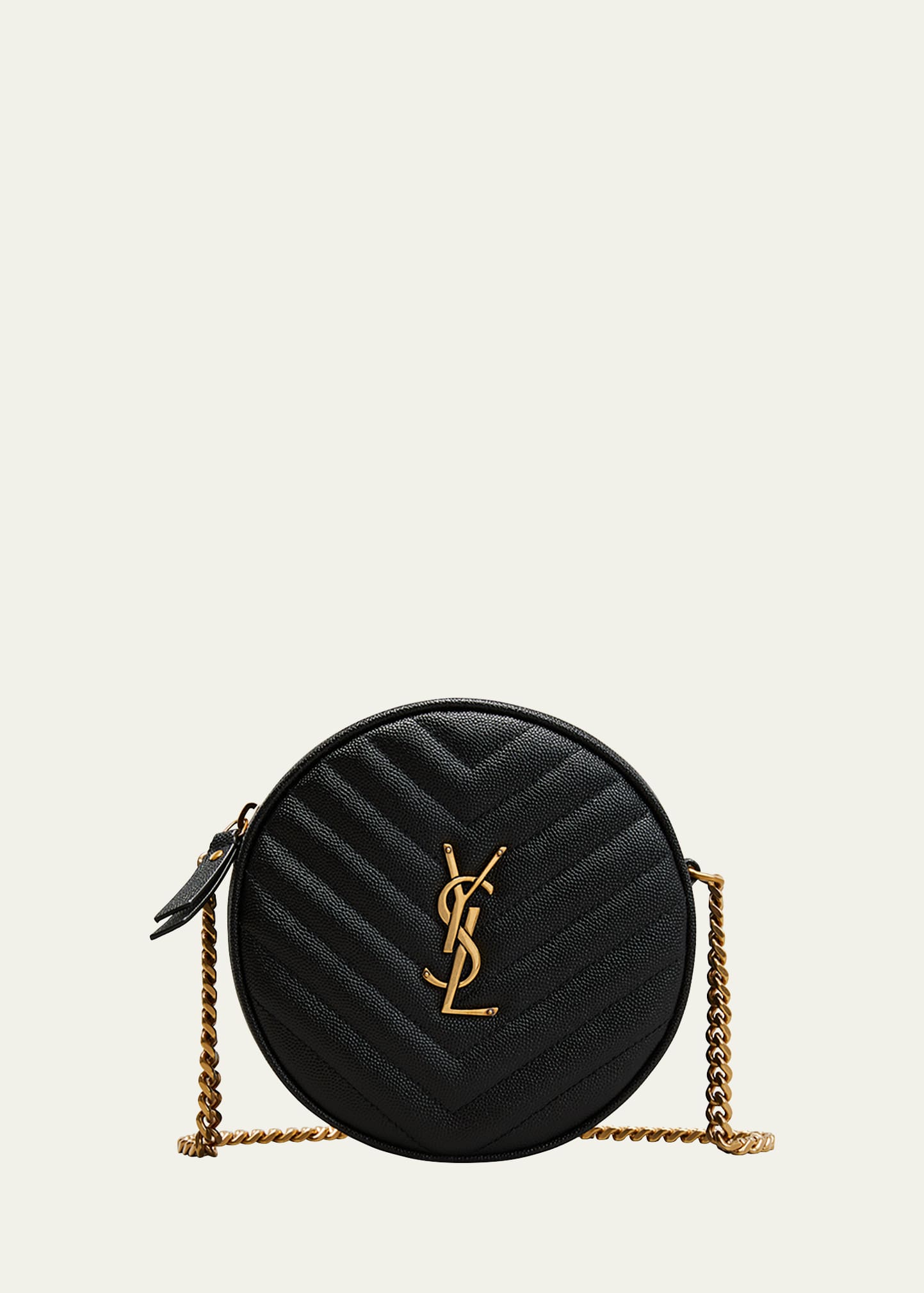 Saint Laurent Vinyle YSL Round Quilted Grain de Poudre Crossbody Bag -  Bergdorf Goodman