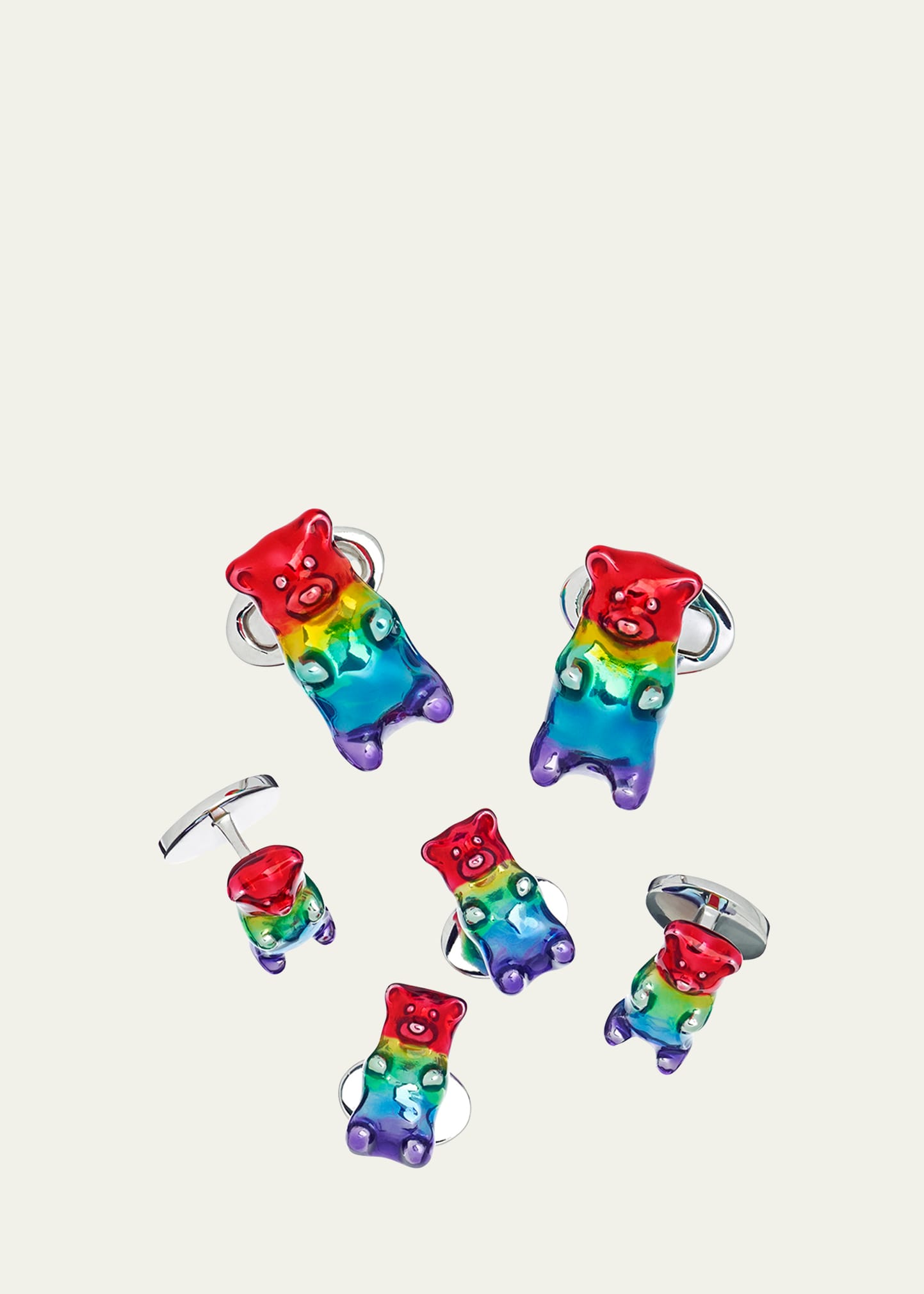 Men's Rainbow Gummy Bear Cufflink Stud Set
