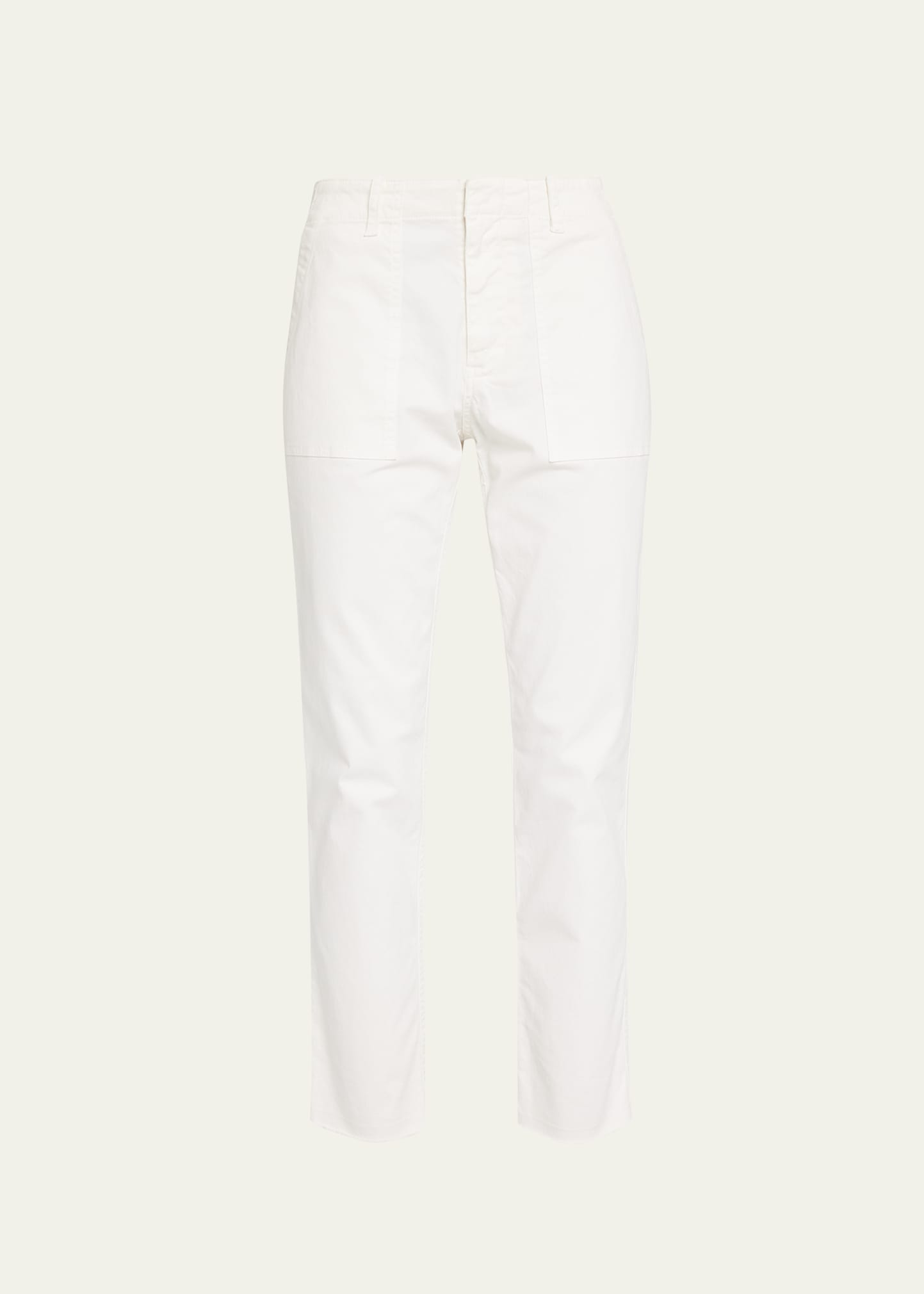 Nili Lotan Stretch Cotton Twill Crop Military Pants In Eggshell