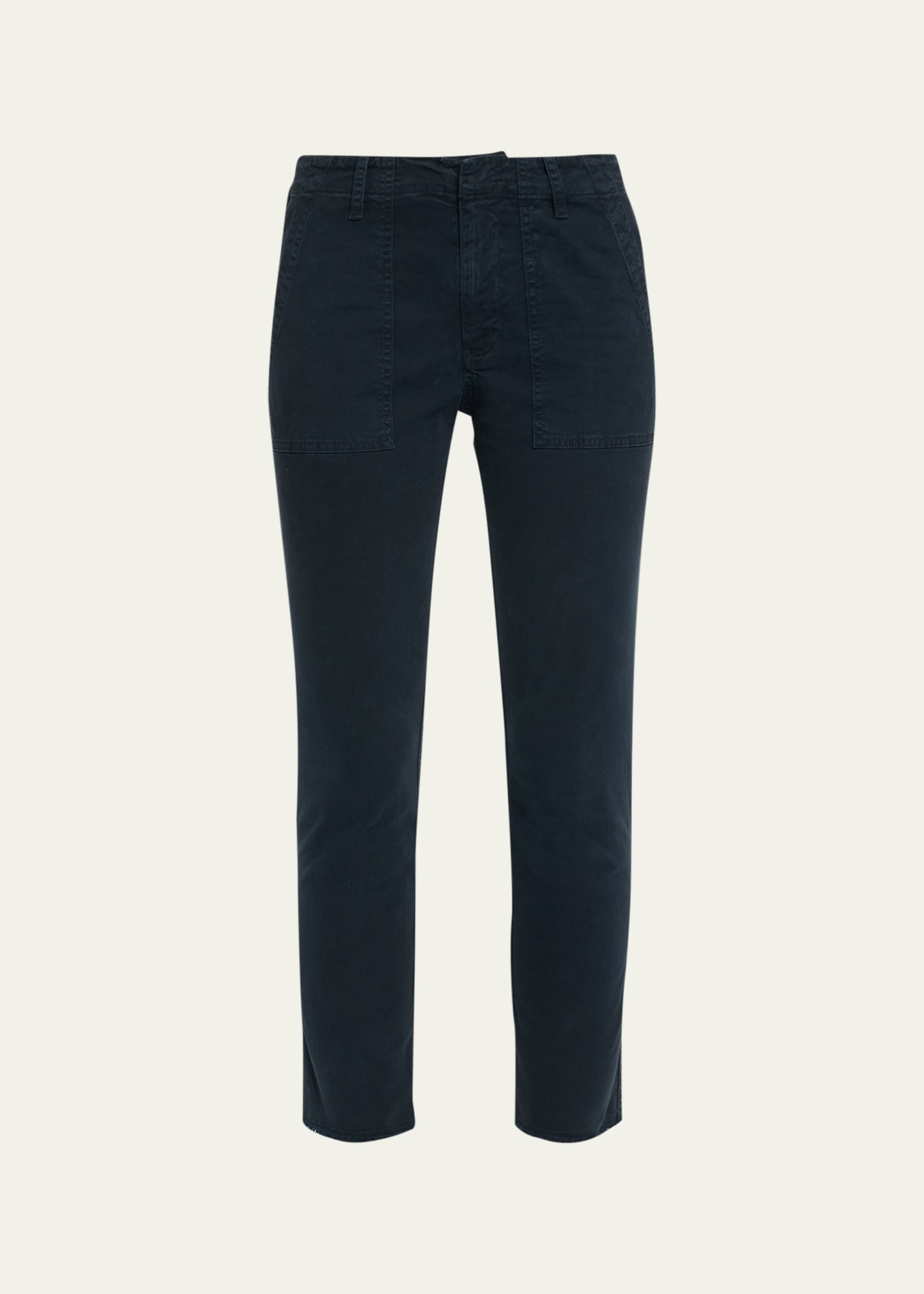 Nili Lotan Jenna Cropped Raw-edge Pants In Dark Navy