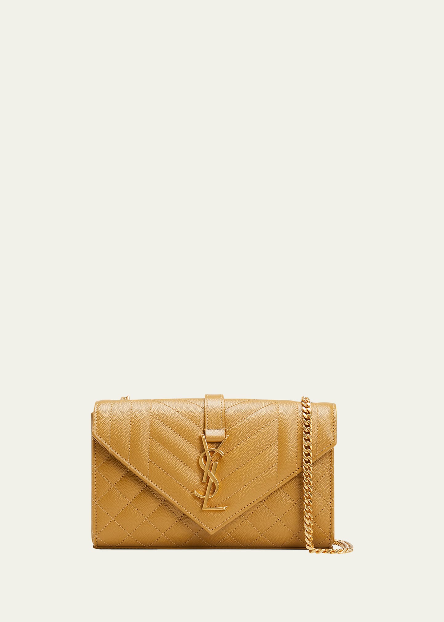 Saint Laurent Small Ysl Monogram Leather Satchel Bag In Golden