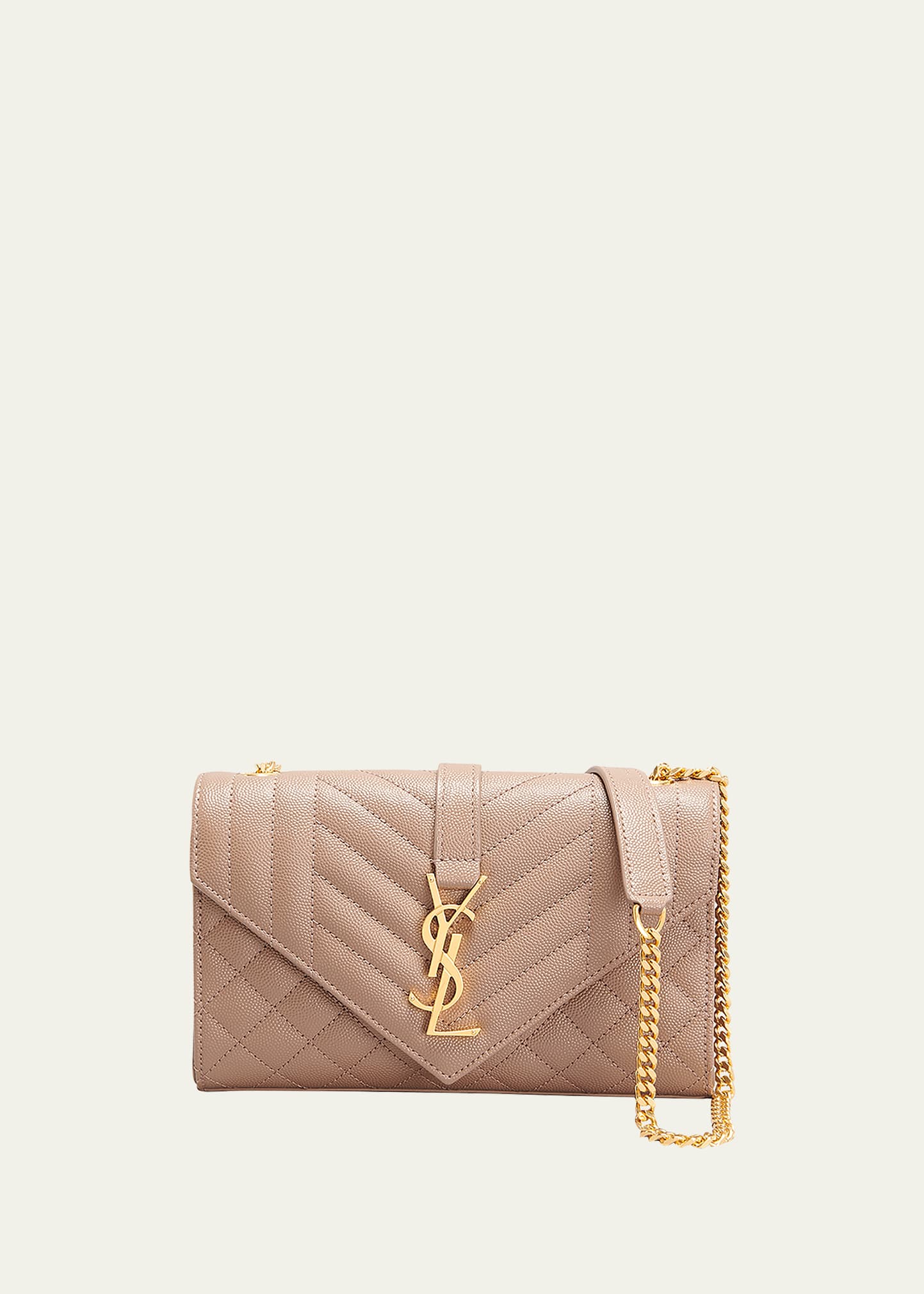 Saint Laurent Small Ysl Monogram Leather Satchel Bag In Taupe