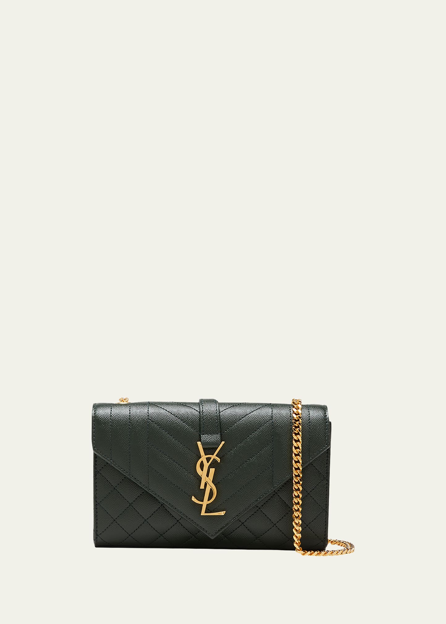 Saint Laurent Small Ysl Monogram Leather Satchel Bag In Vert Fonce