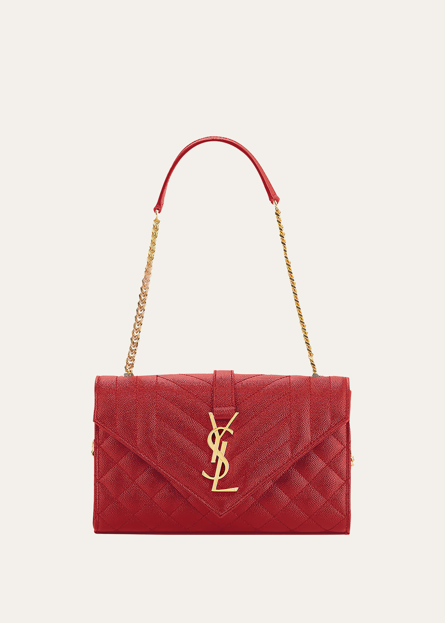 Saint Laurent Small Ysl Monogram Leather Satchel Bag In Opyum Red