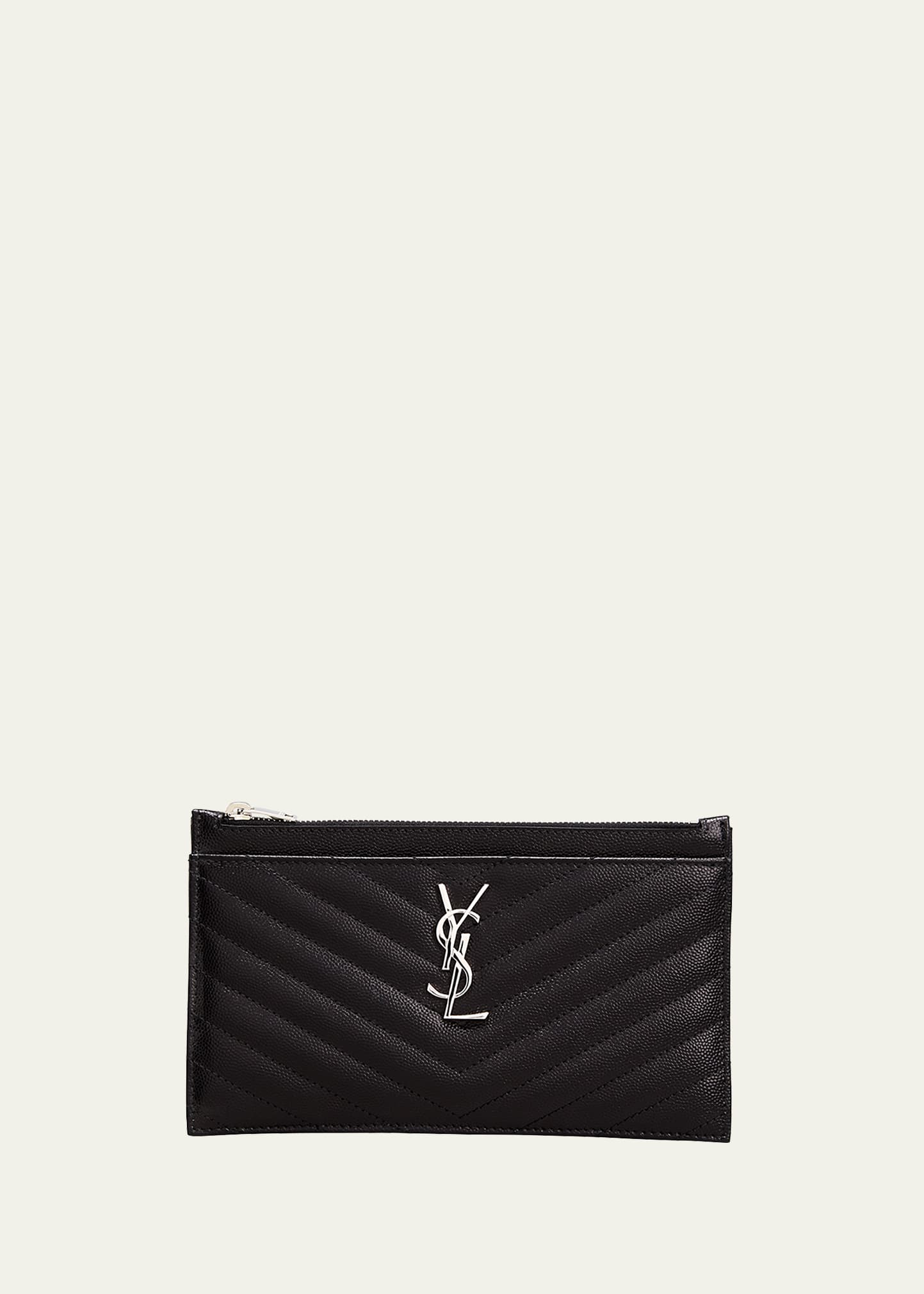 YSL Monogram Small Ziptop Bill Pouch in Grained Leather