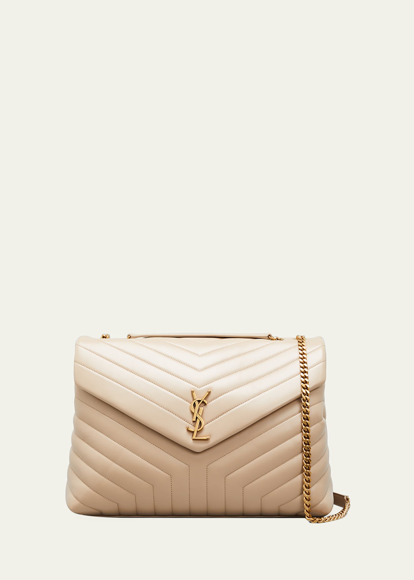 Saint Laurent Loulou Quilted Leather Ysl Bag In Dark Beige