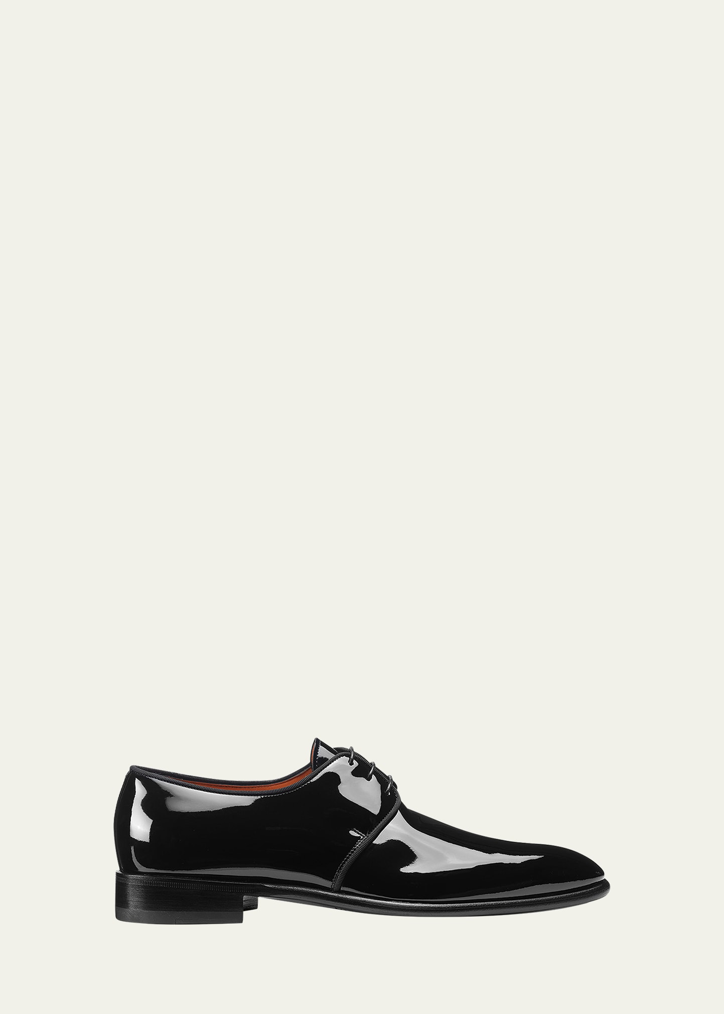 Shop Santoni Men's Isogram Patent Leather Derby Shoes In Black
