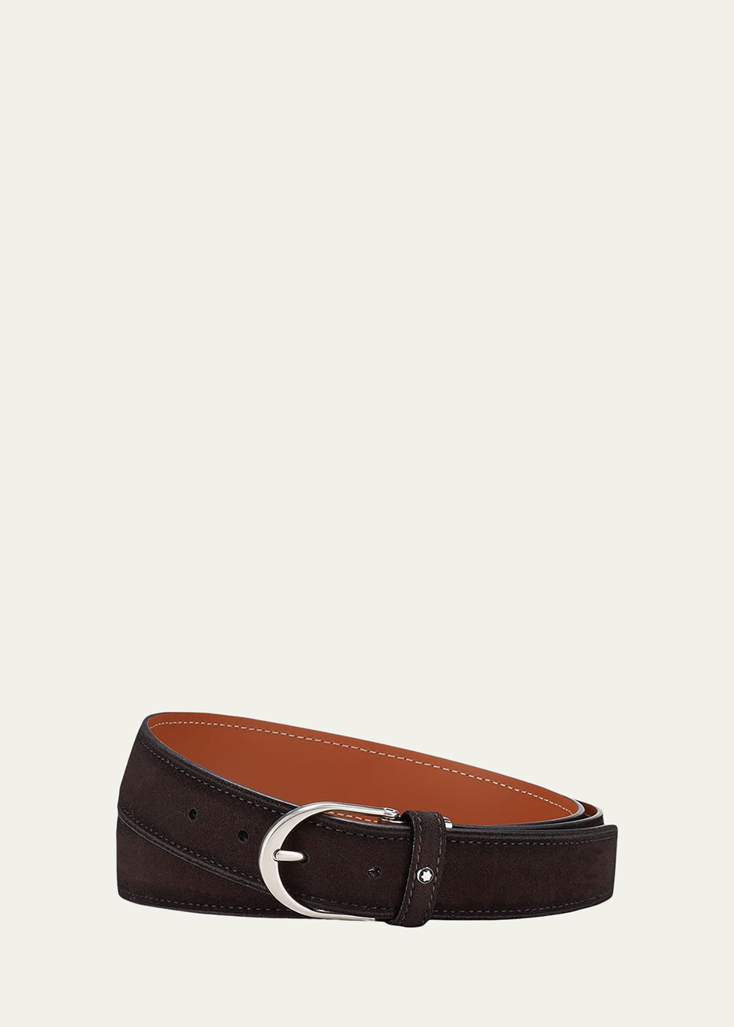 Men's Horseshoe-Buckle Suede Belt