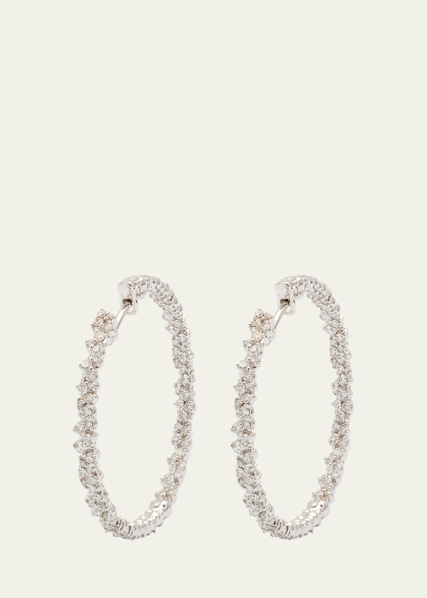 18k White Gold Diamond Confetti Hoop Earrings