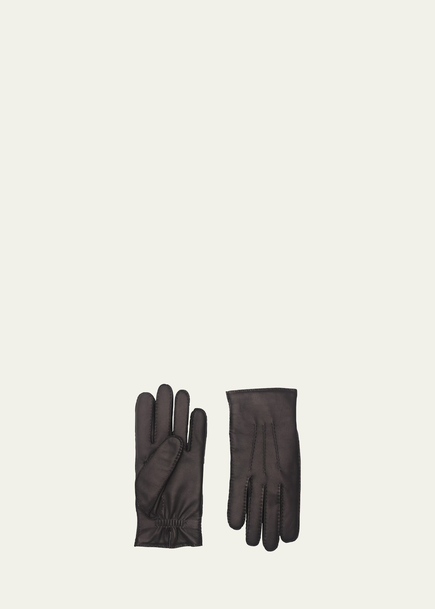 Agnelle Men's Patina Leather Gloves In Black