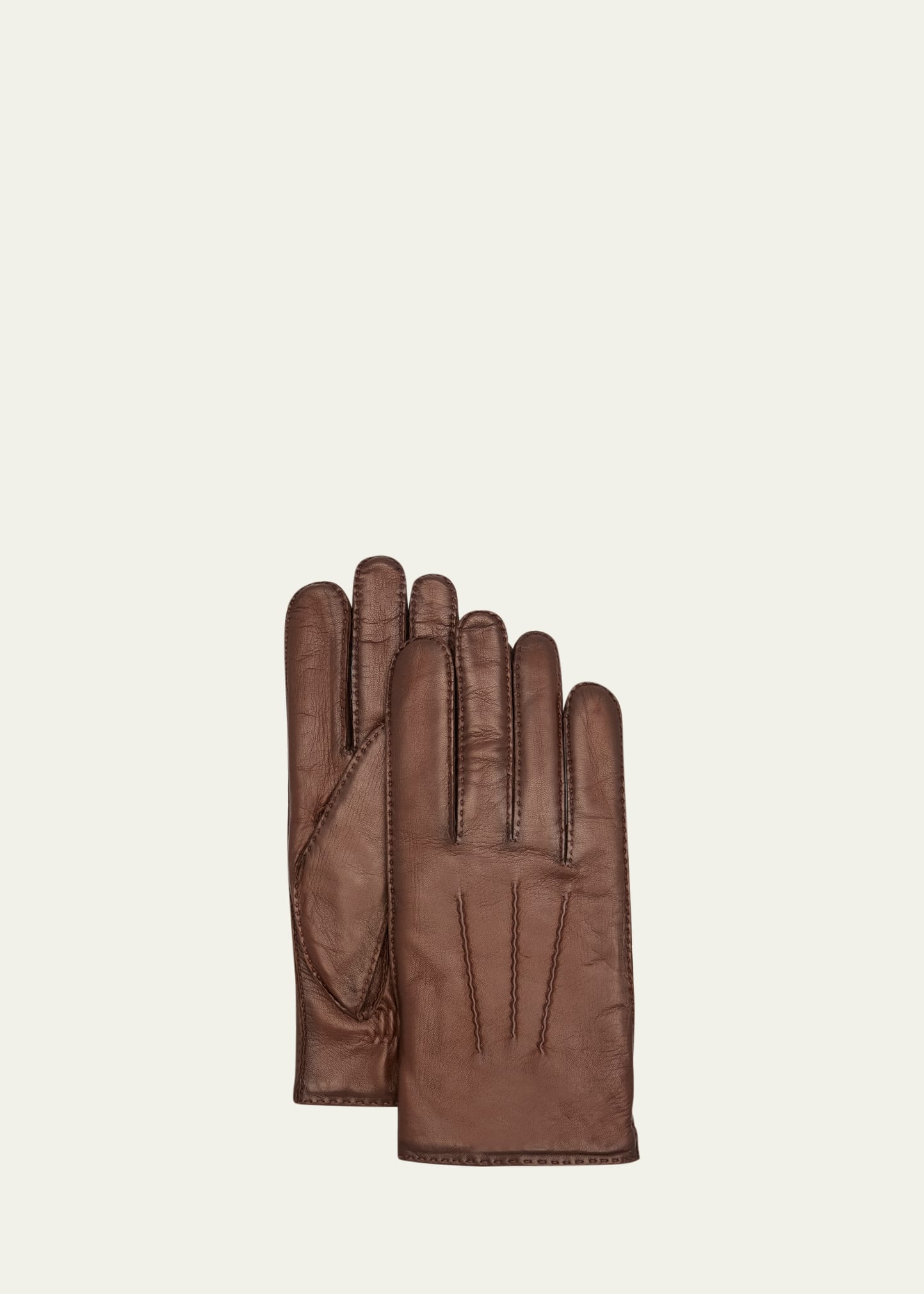 Agnelle Men's Patina Leather Gloves In Brown
