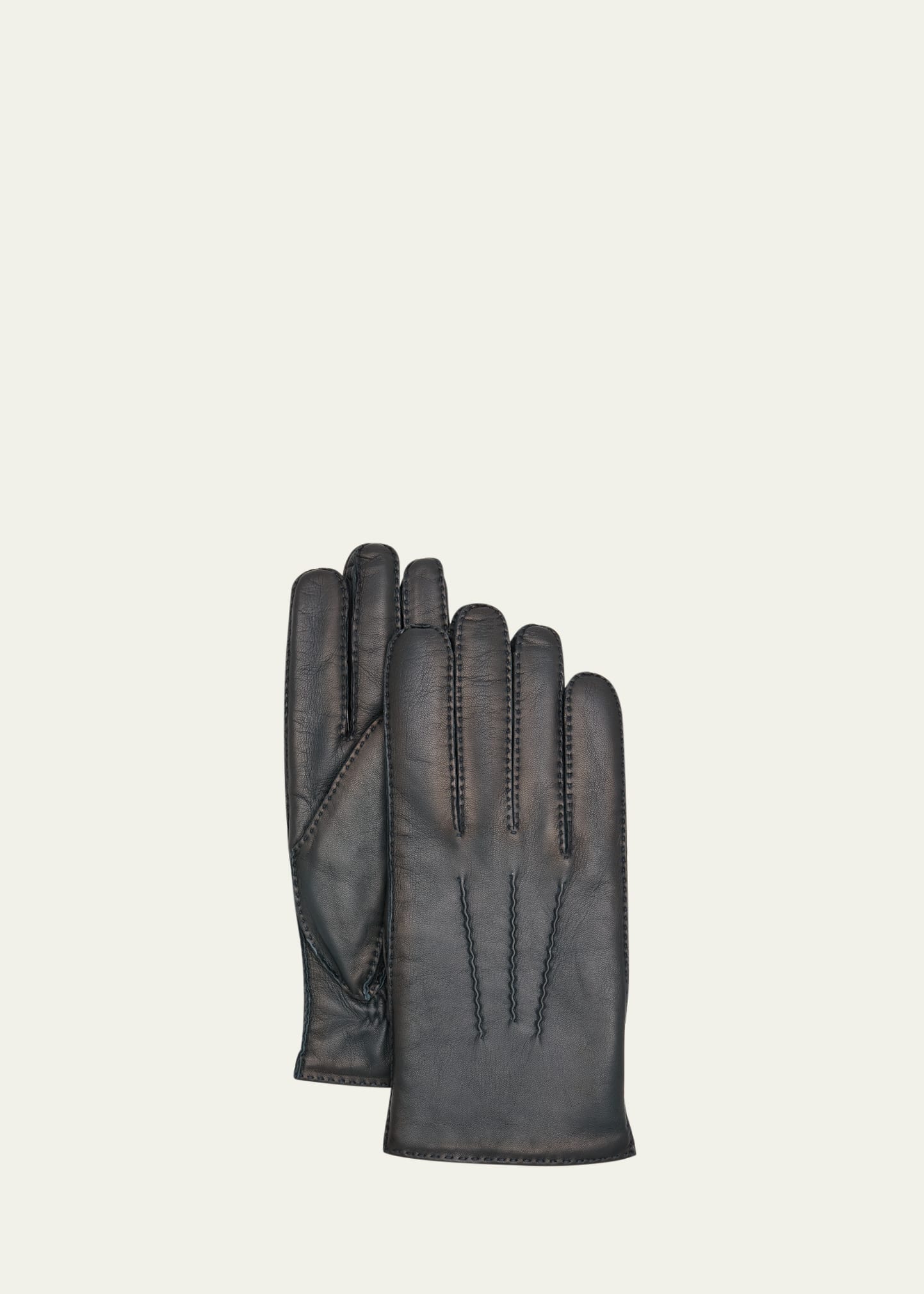 Agnelle Men's Patina Leather Gloves In Blue