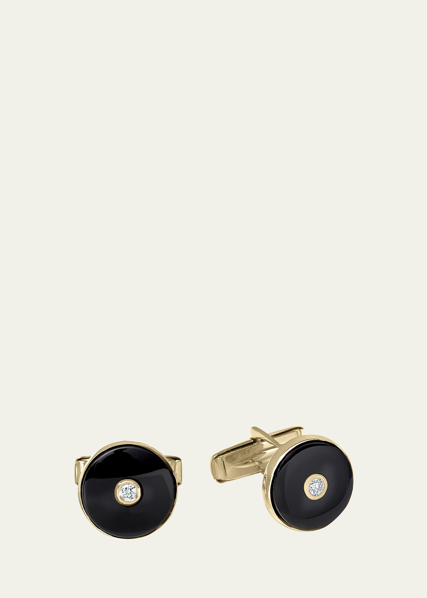 Bergdorf Goodman Men's 14k Yellow Gold Black Onyx And Diamond Cufflinks