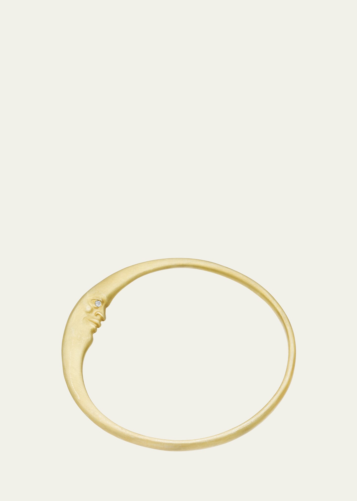 Crescent Moon Face Bangle in 18k Gold and Diamonds