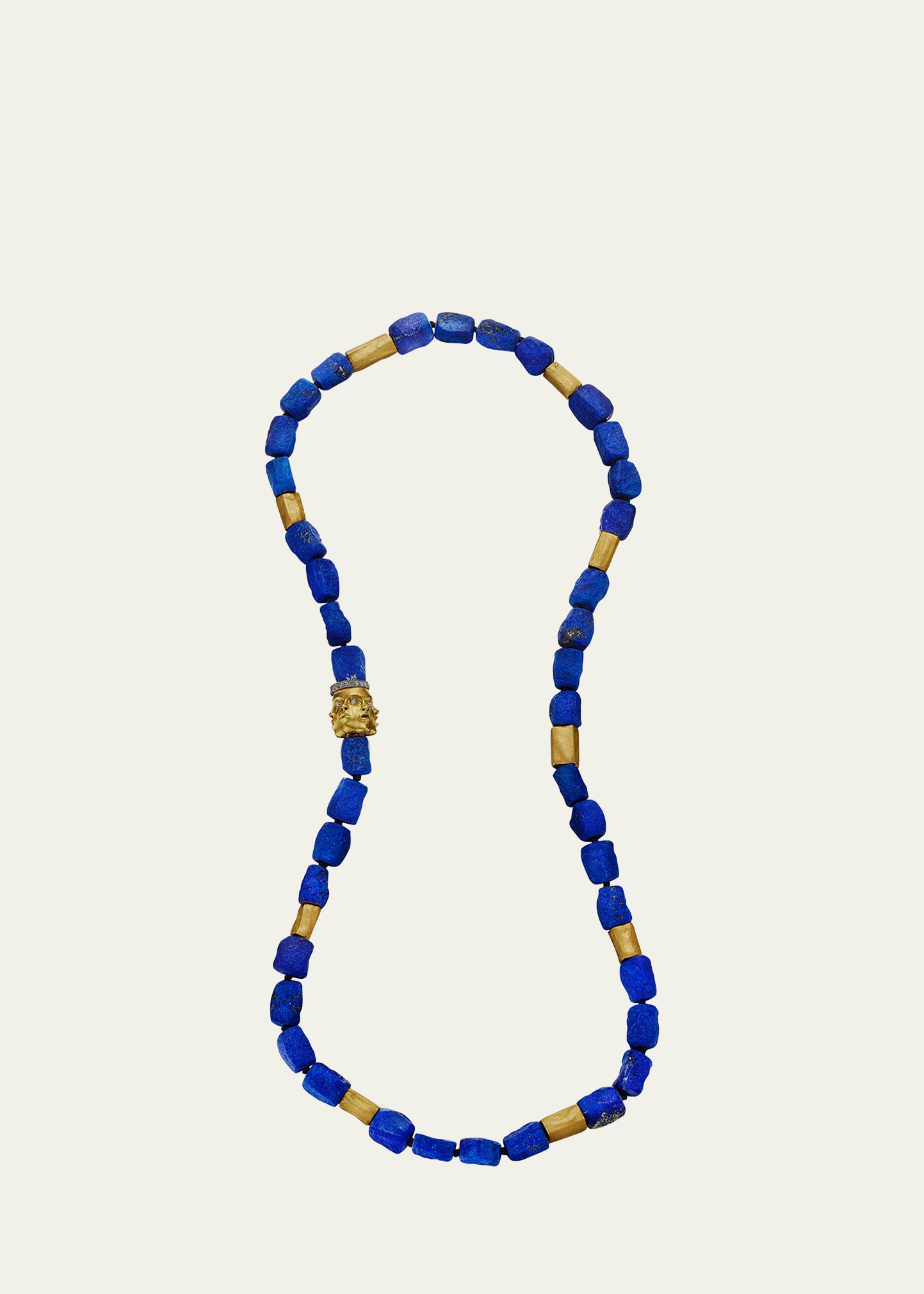 Anthony Lent Lapis Emotions Bead Necklace in 18k Yellow Gold and Diamonds