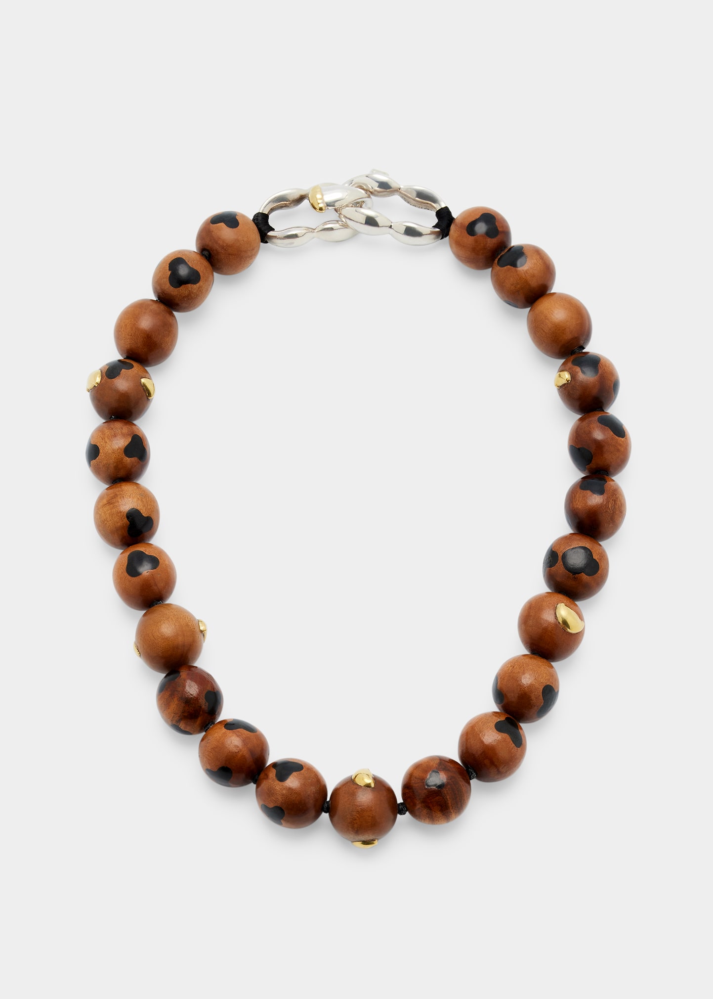 Hand-Carved Wood Necklace with Inset Ebony