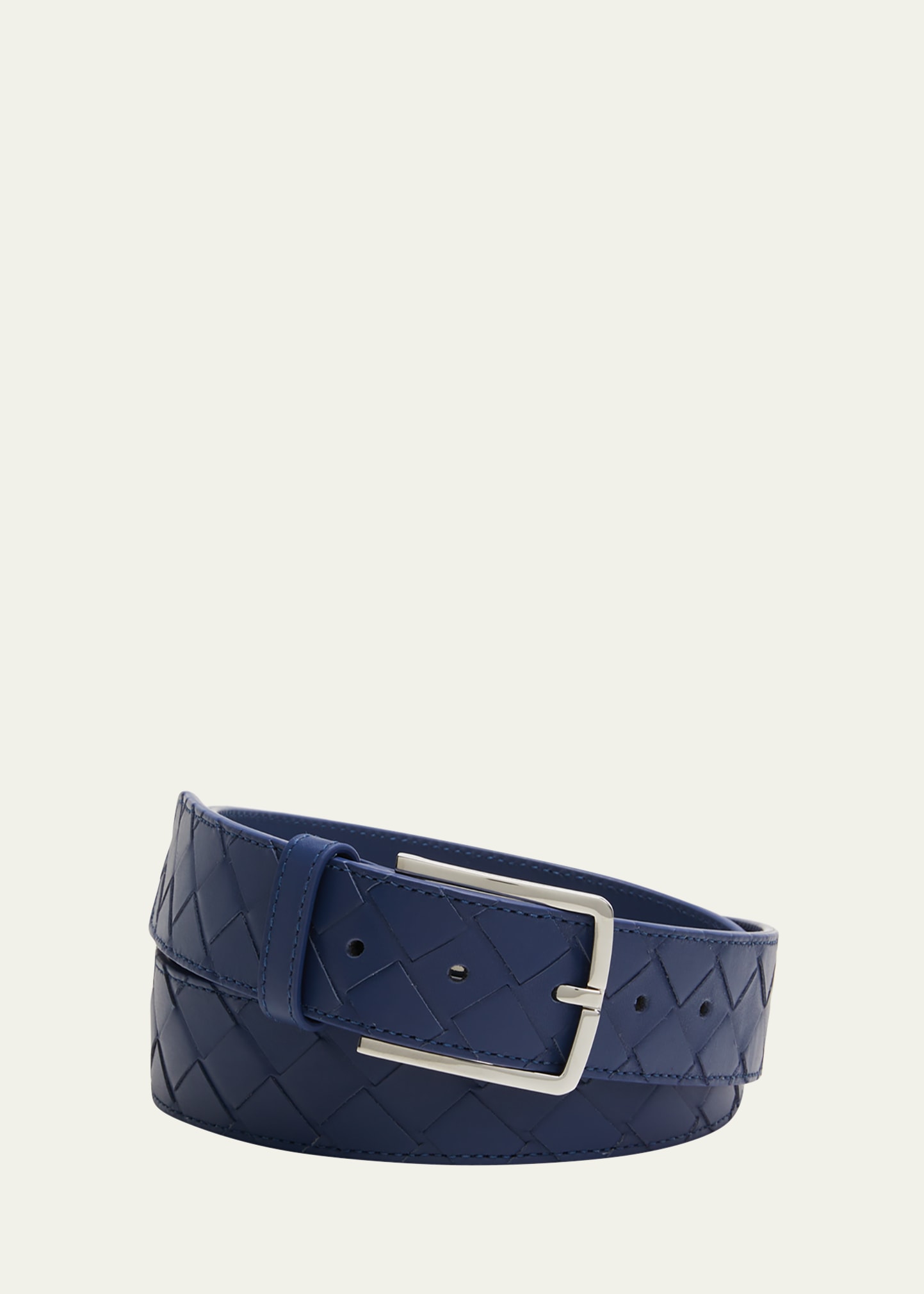 BOTTEGA VENETA MEN'S CINTURA INTRECCIATO LEATHER BELT