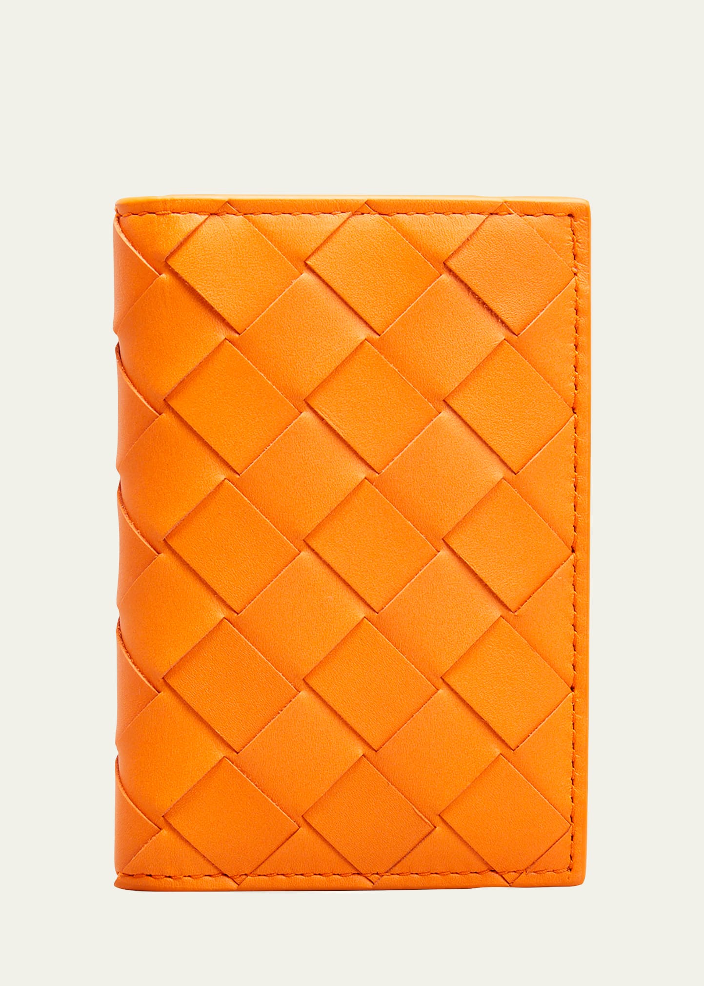 Bottega Veneta Men's Portacard Woven Leather Card Case In Sunset